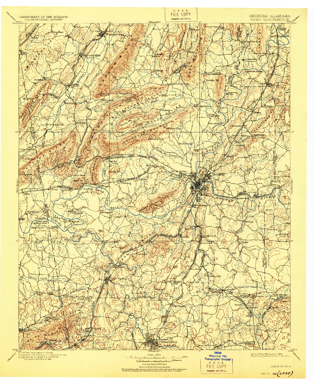USGS 1:125000-SCALE QUADRANGLE FOR ROME, GA 1904