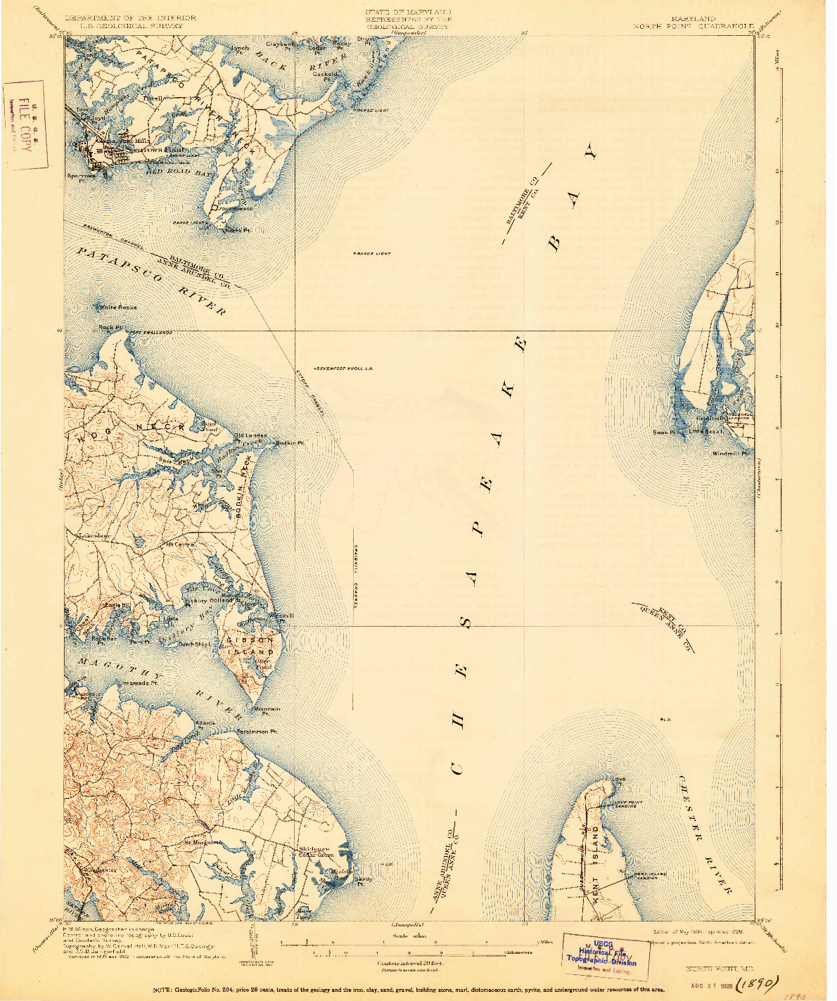 USGS 1:62500-SCALE QUADRANGLE FOR NORTH POINT, MD 1904
