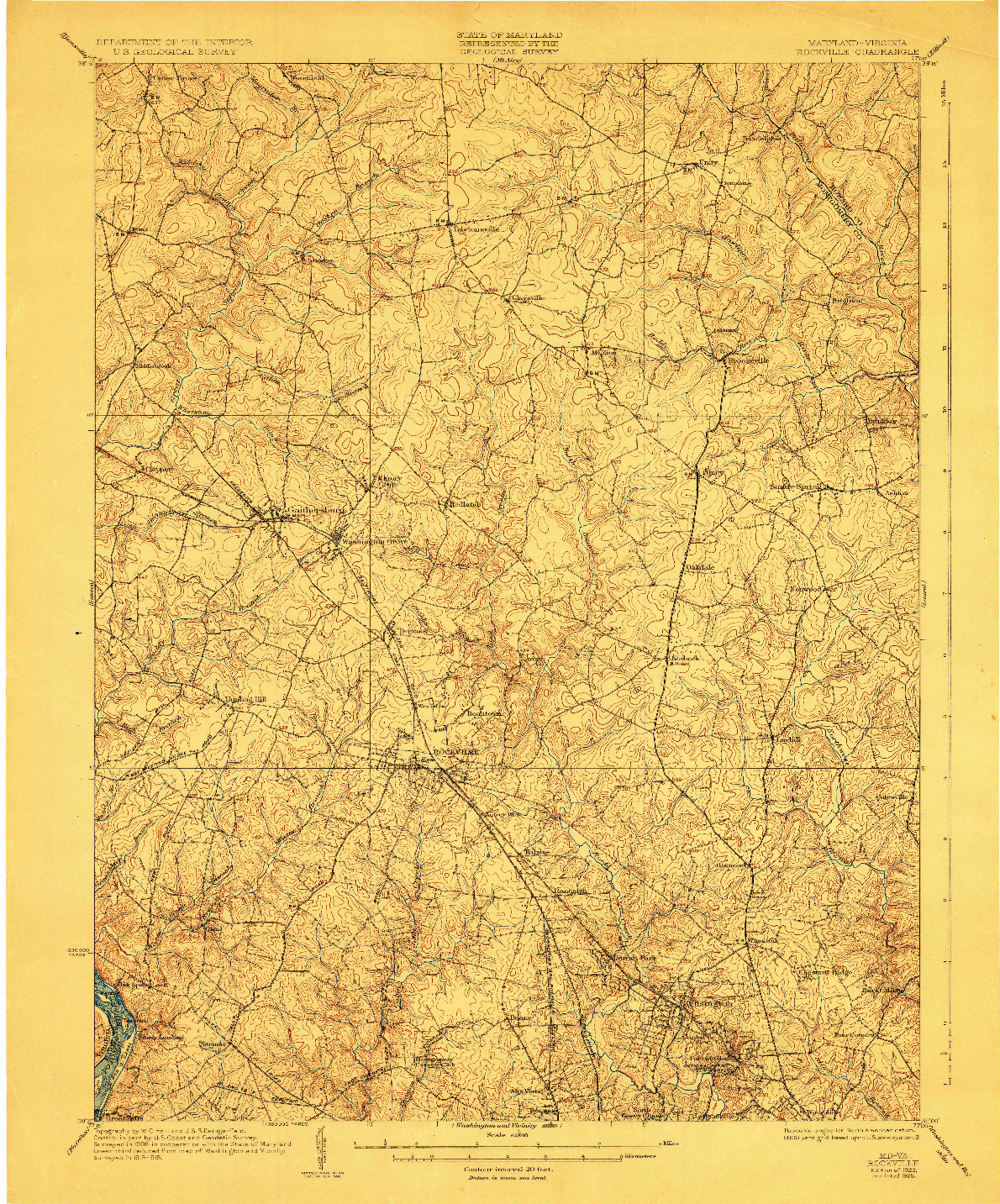 USGS 1:62500-SCALE QUADRANGLE FOR ROCKVILLE, MD 1923