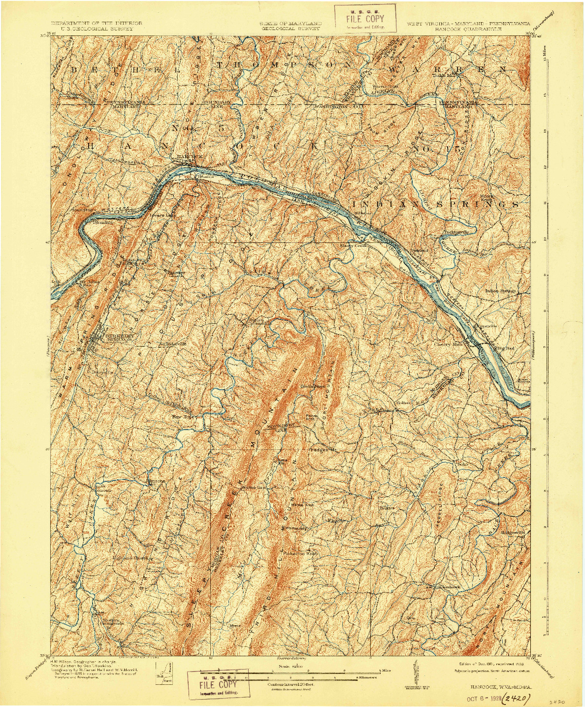 USGS 1:62500-SCALE QUADRANGLE FOR HANCOCK, WV 1901