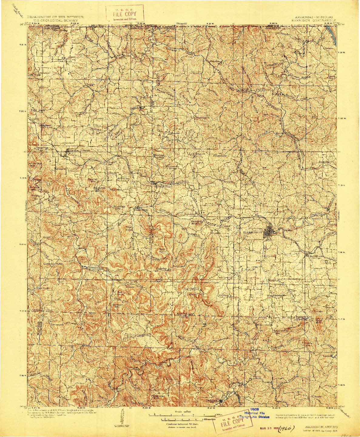 USGS 1:125000-SCALE QUADRANGLE FOR HARRISON, AR 1905