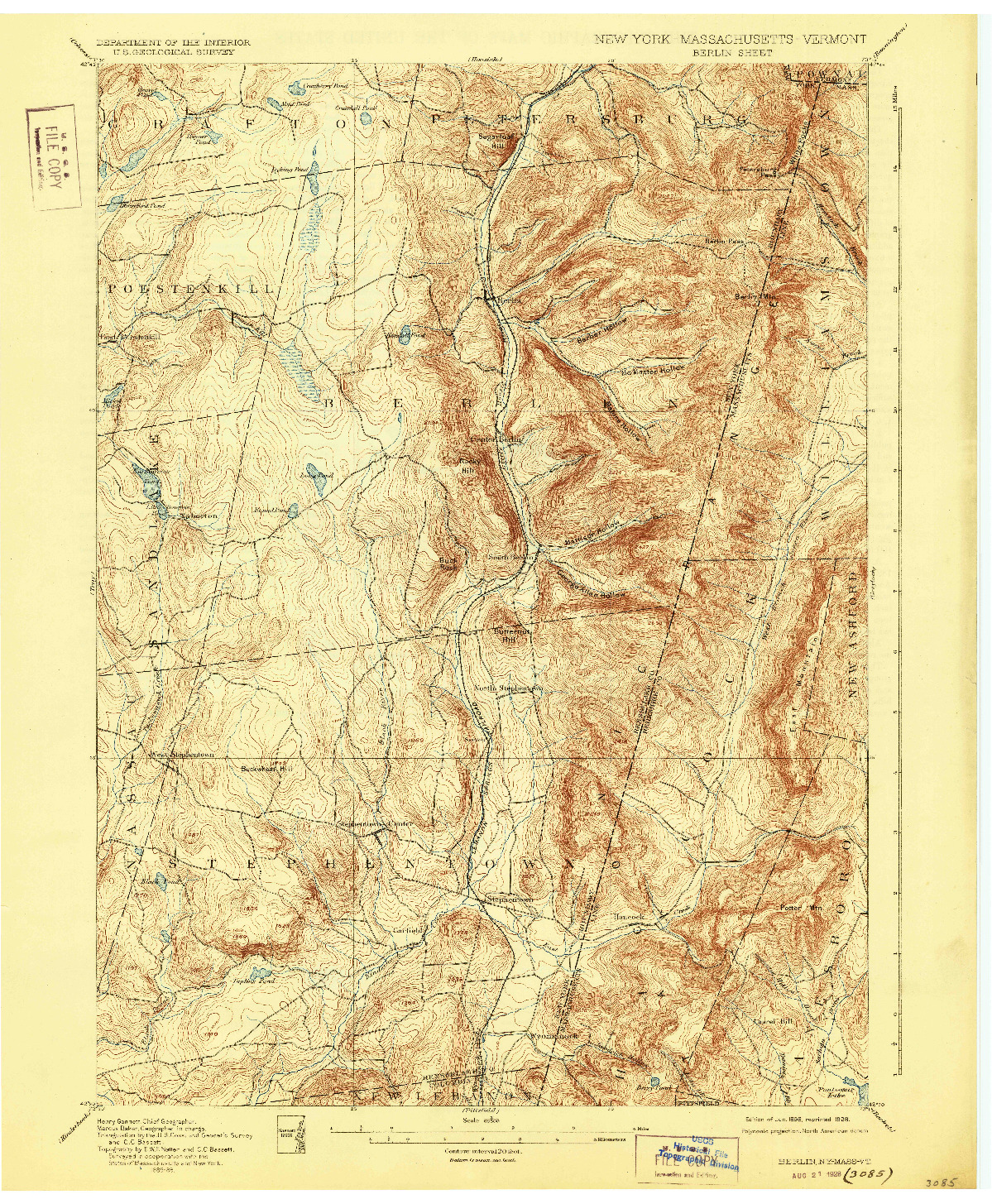 USGS 1:62500-SCALE QUADRANGLE FOR BERLIN, NY 1898