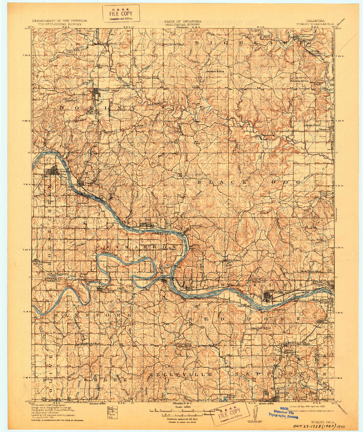 USGS 1:62500-SCALE QUADRANGLE FOR HOMINY, OK 1915
