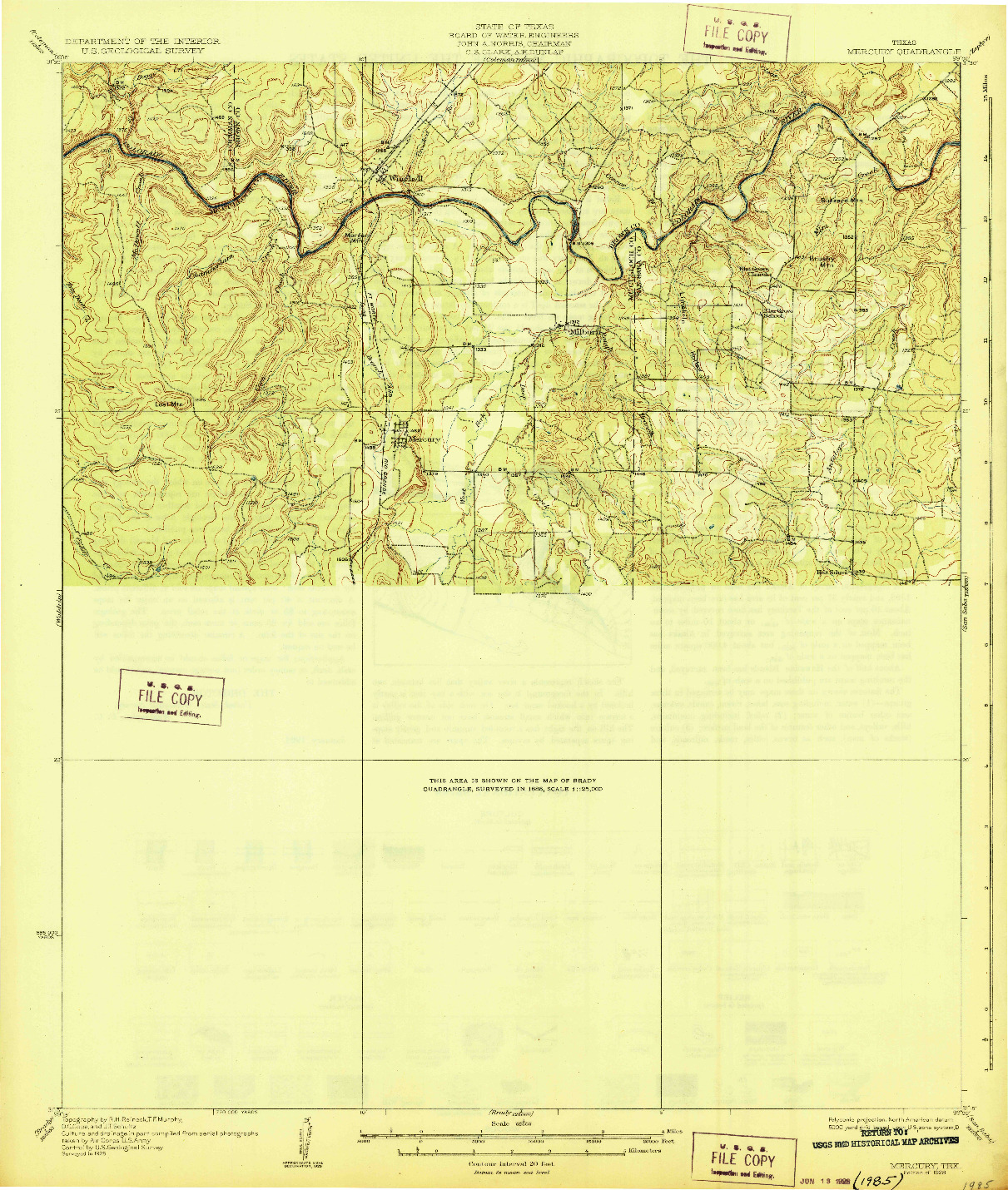 USGS 1:62500-SCALE QUADRANGLE FOR MERCURY, TX 1928