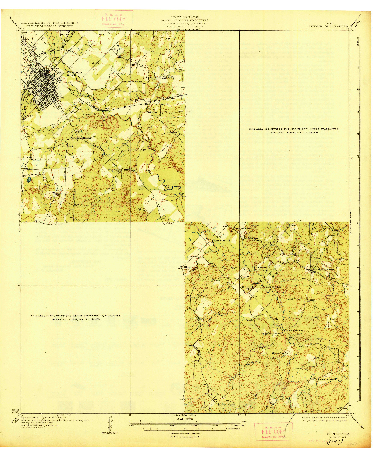 USGS 1:62500-SCALE QUADRANGLE FOR ZEPHYR, TX 1928