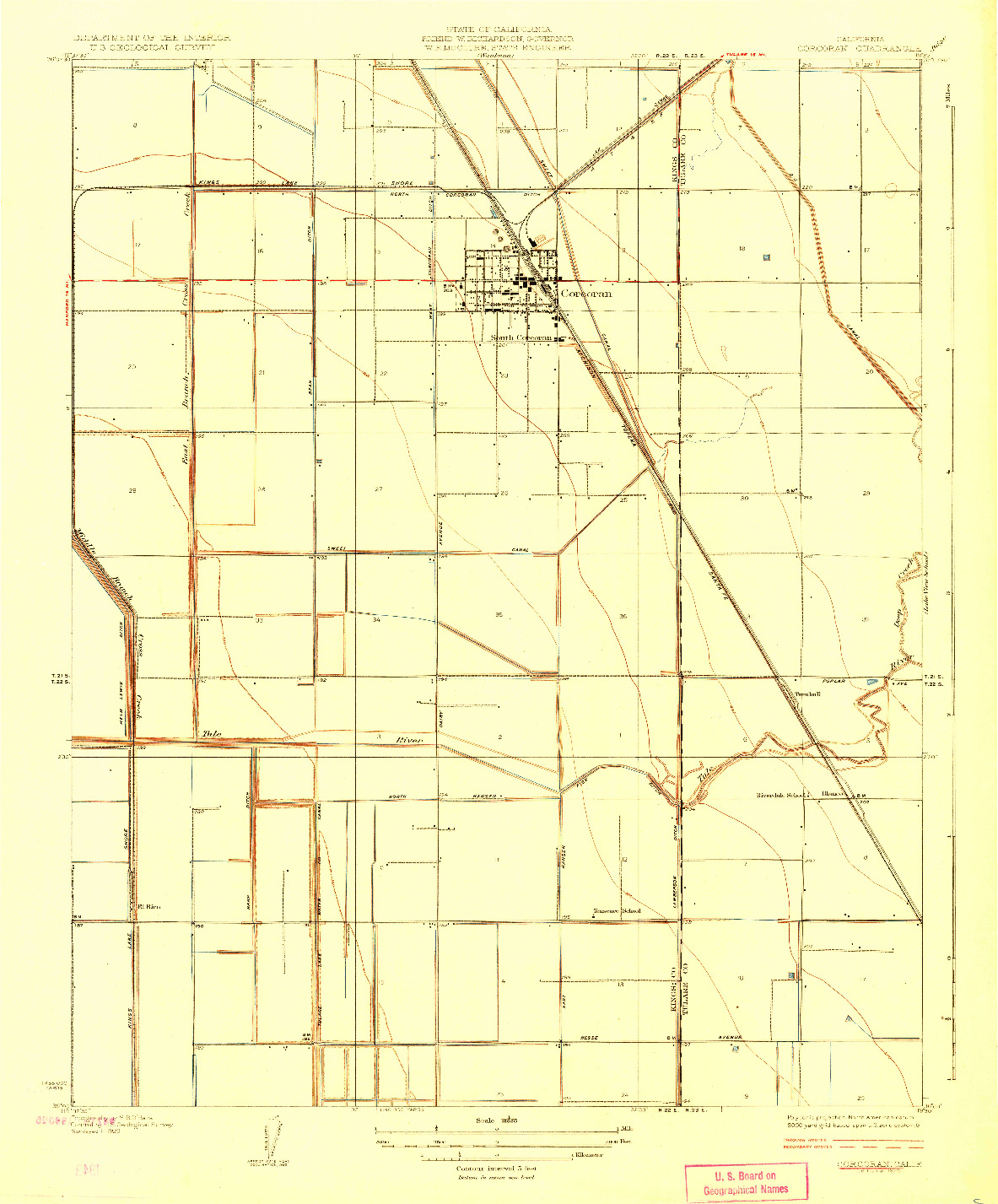 USGS 1:31680-SCALE QUADRANGLE FOR CORCORAN, CA 1928