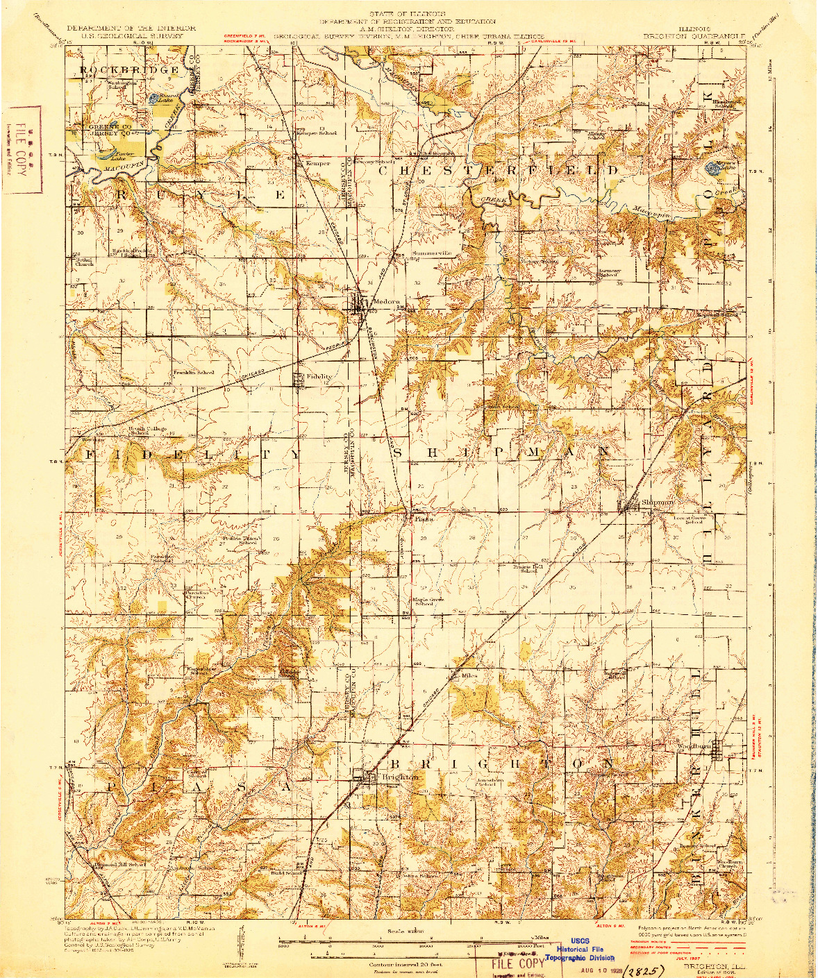 USGS 1:62500-SCALE QUADRANGLE FOR BRIGHTON, IL 1928