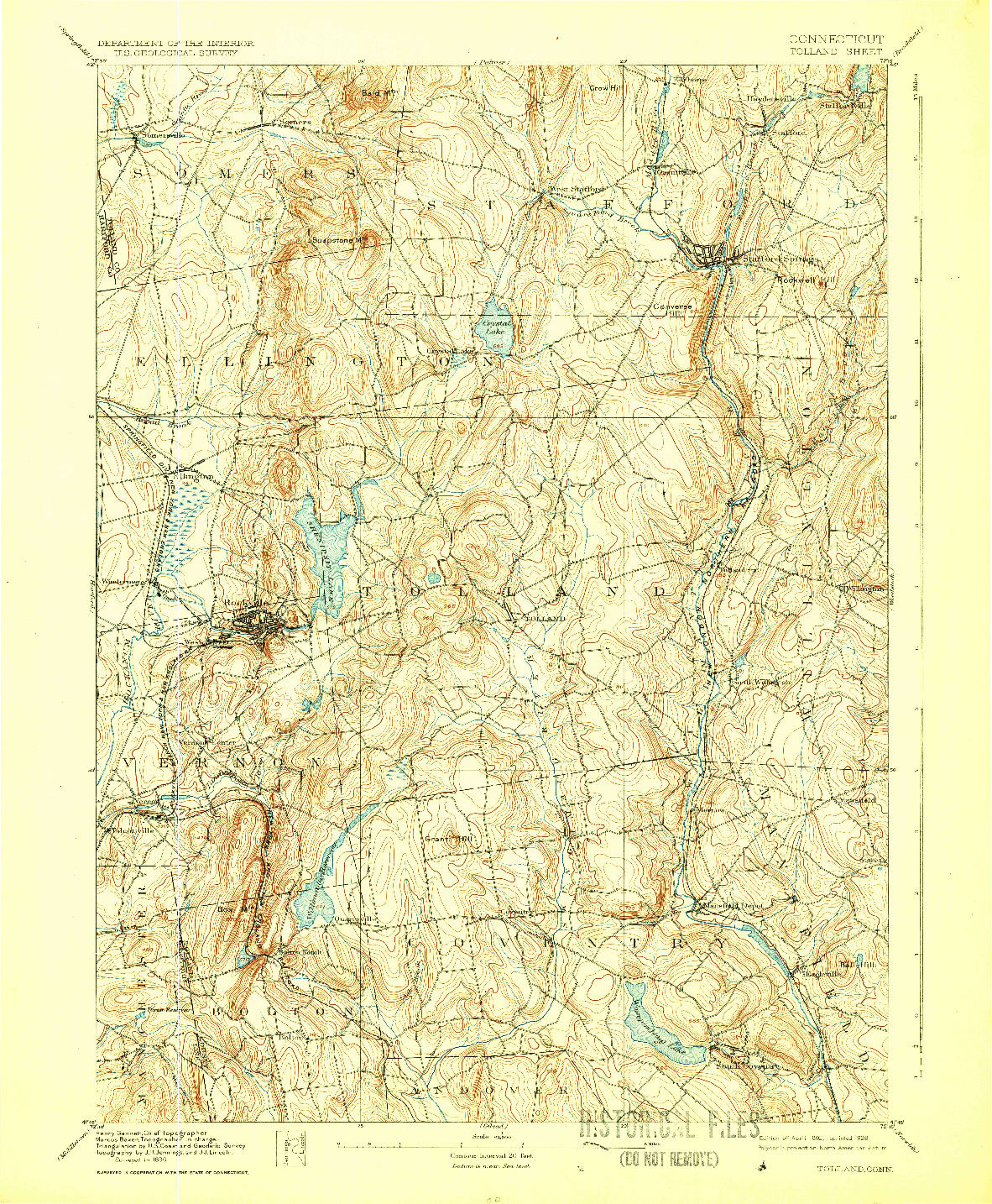 USGS 1:62500-SCALE QUADRANGLE FOR TOLLAND, CT 1892