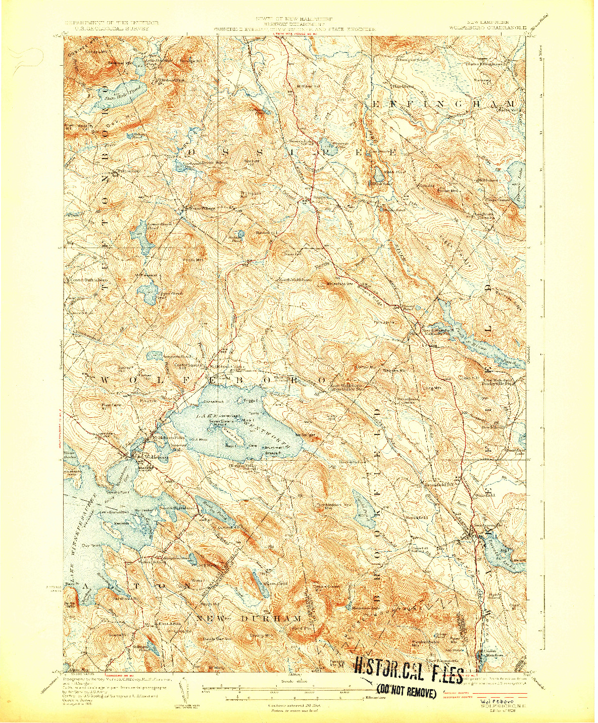 USGS 1:62500-SCALE QUADRANGLE FOR WOLFEBORO, NH 1928