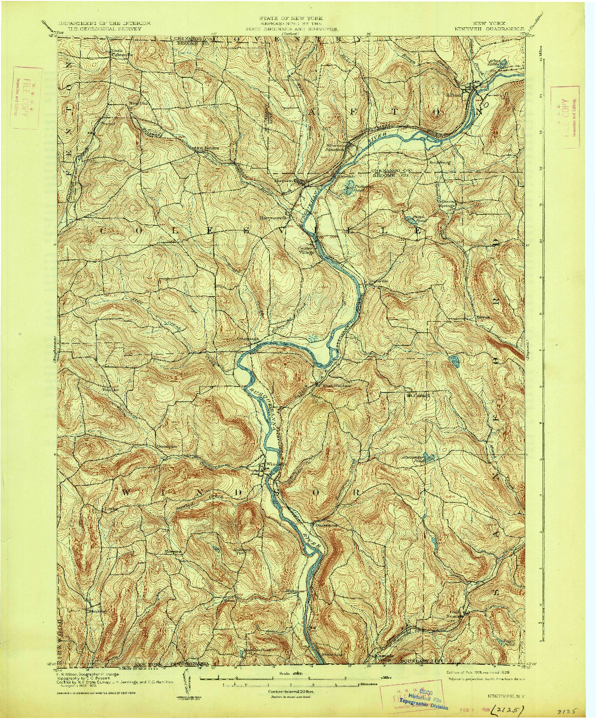 USGS 1:62500-SCALE QUADRANGLE FOR NINEVEH, NY 1905