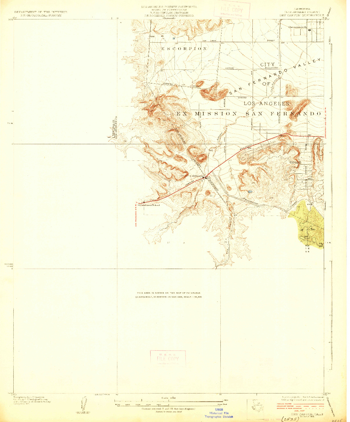 USGS 1:24000-SCALE QUADRANGLE FOR DRY CANYON, CA 1928