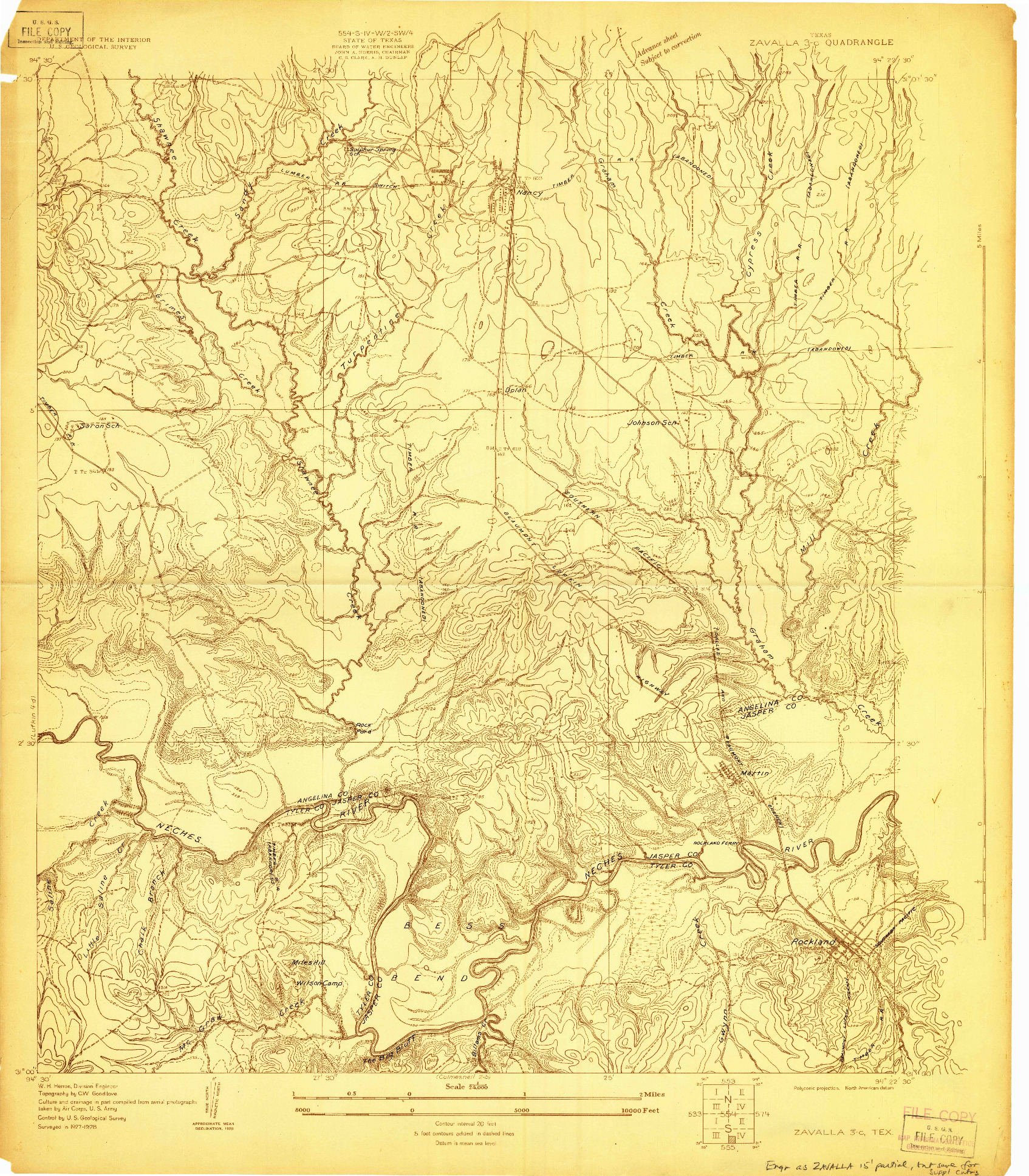 USGS 1:24000-SCALE QUADRANGLE FOR ZAVALLA 3-C, TX 1928