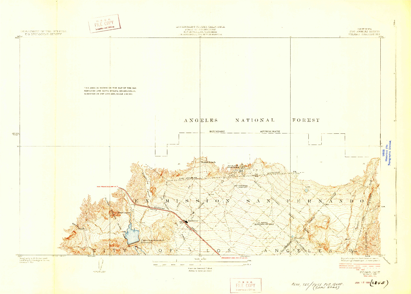 USGS 1:24000-SCALE QUADRANGLE FOR SYLMAR, CA 1928