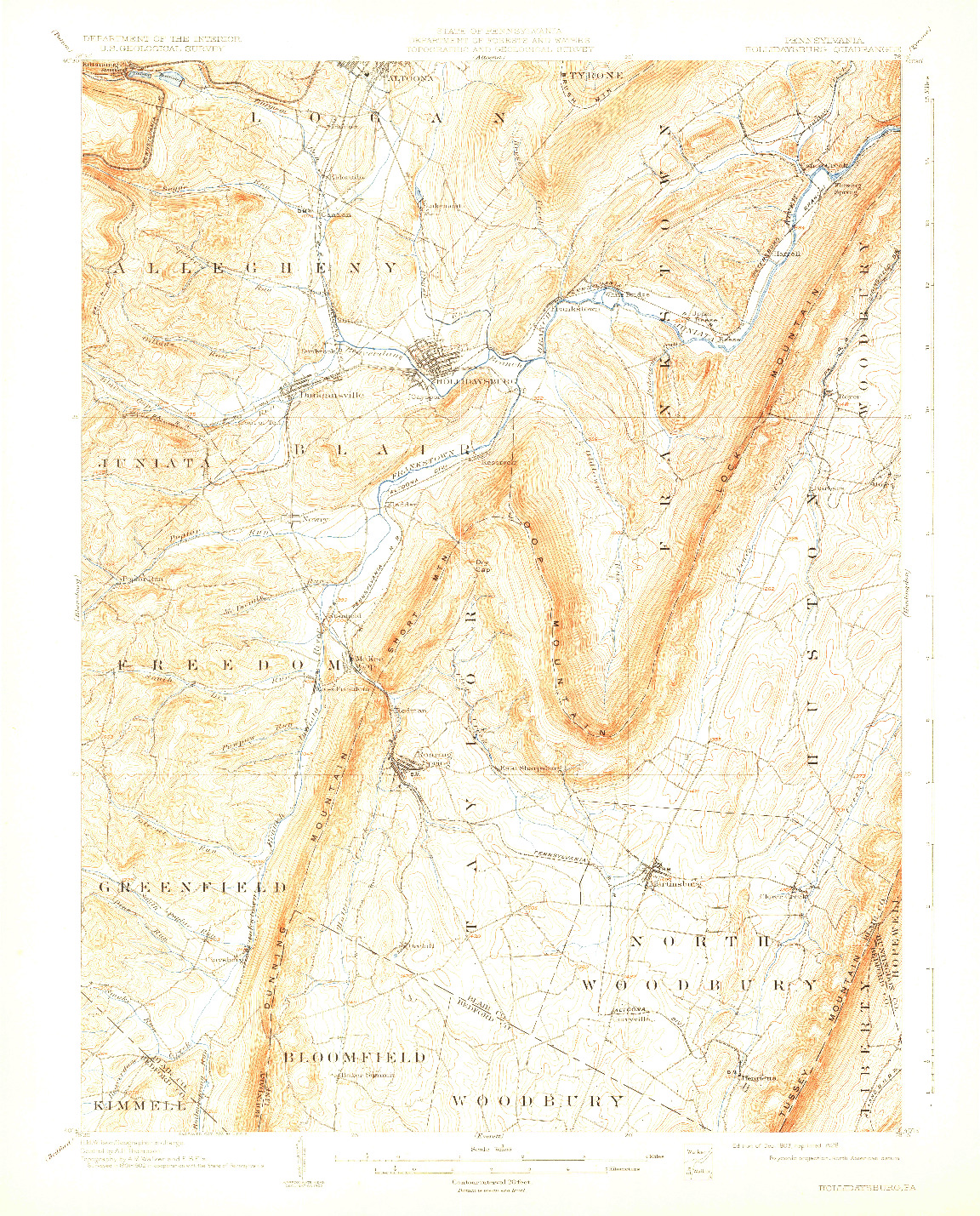 USGS 1:62500-SCALE QUADRANGLE FOR HOLLIDAYSBURG, PA 1903