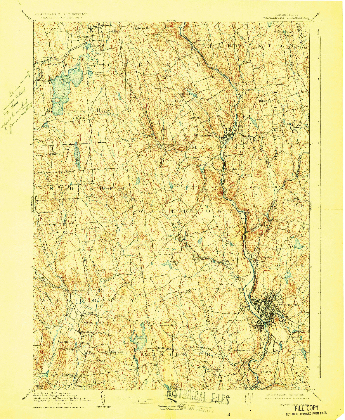 USGS 1:62500-SCALE QUADRANGLE FOR WATERBURY, CT 1904