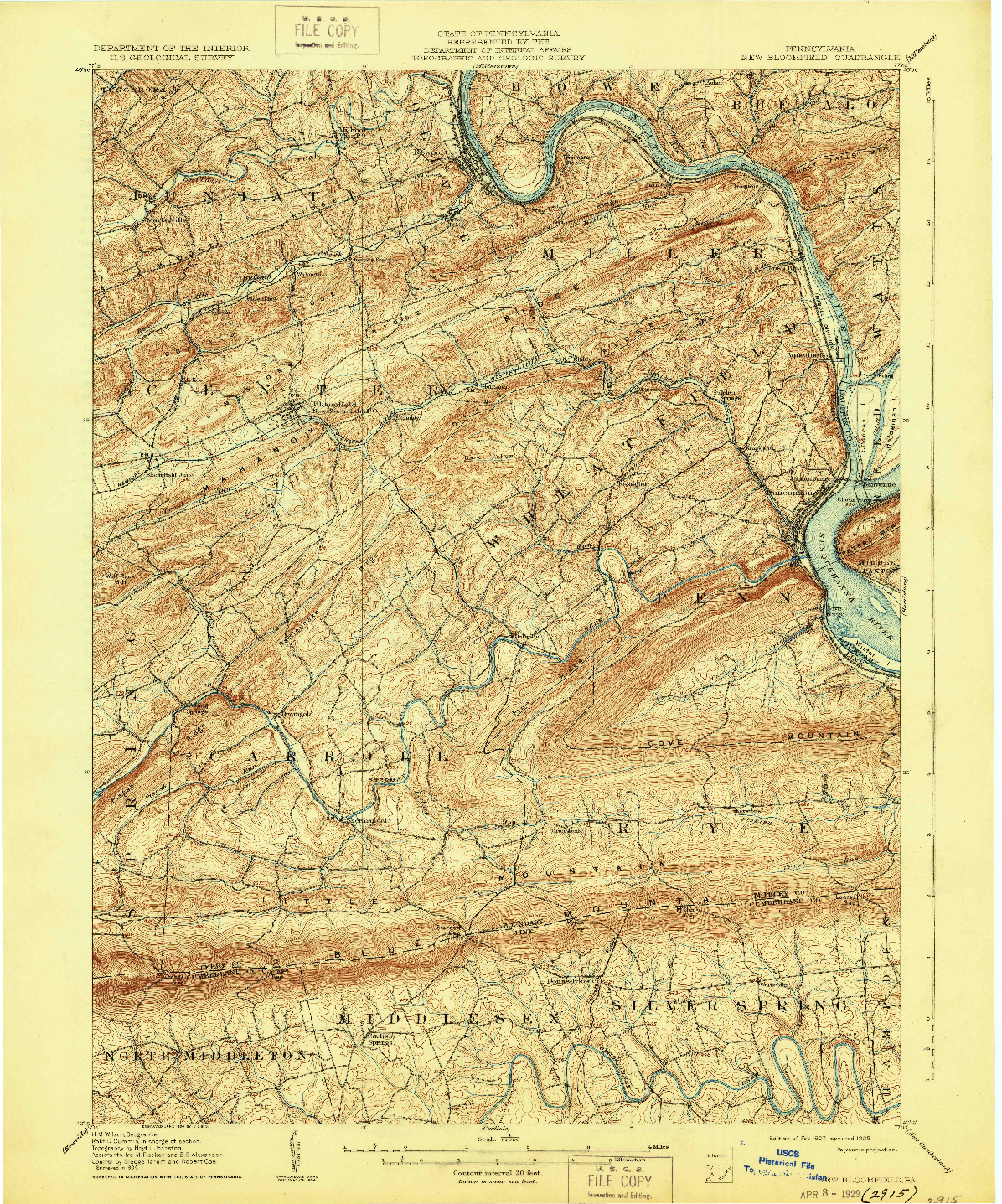 USGS 1:62500-SCALE QUADRANGLE FOR NEW BLOOMFIELD, PA 1907