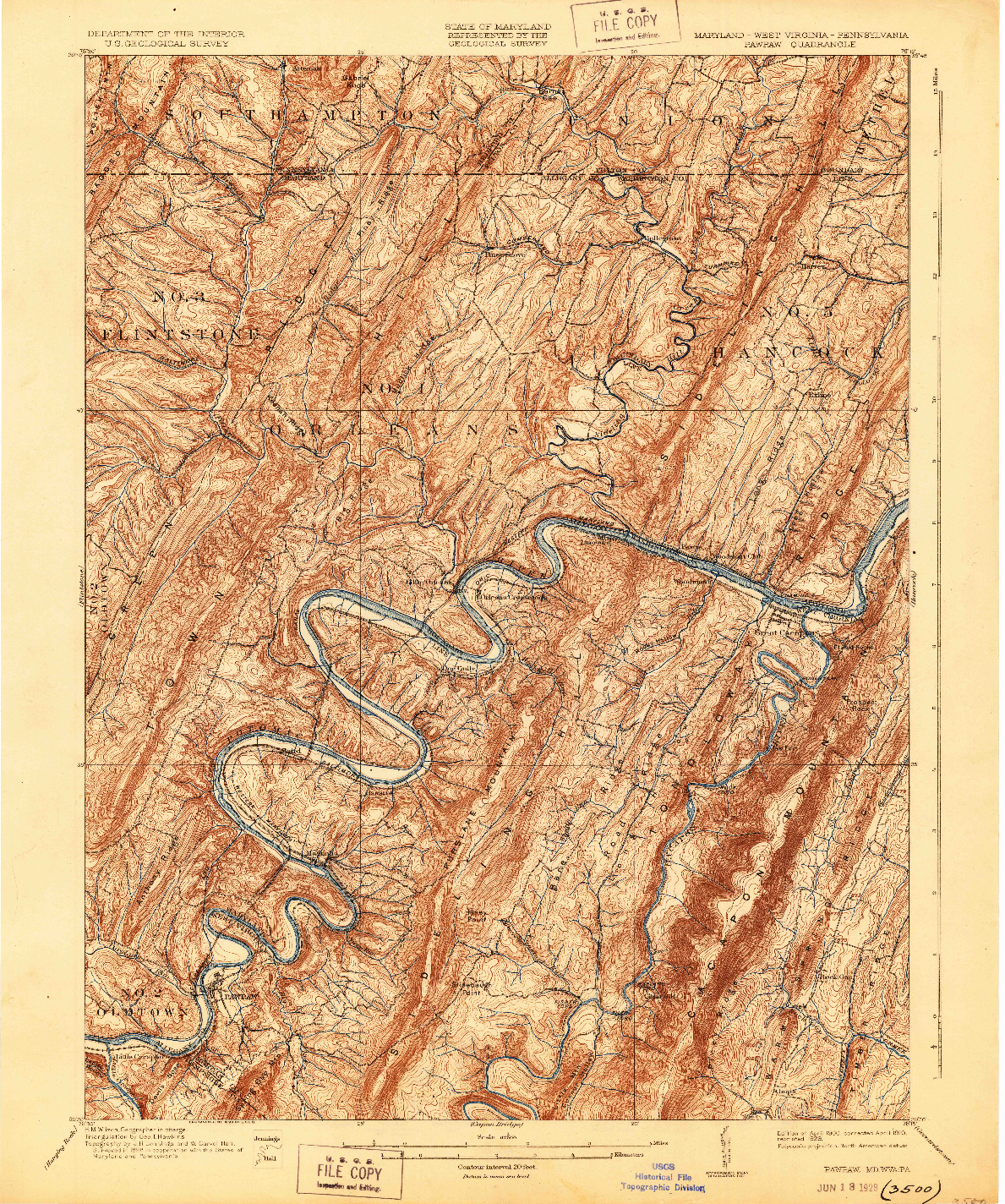 USGS 1:62500-SCALE QUADRANGLE FOR PAWPAW, MD 1900