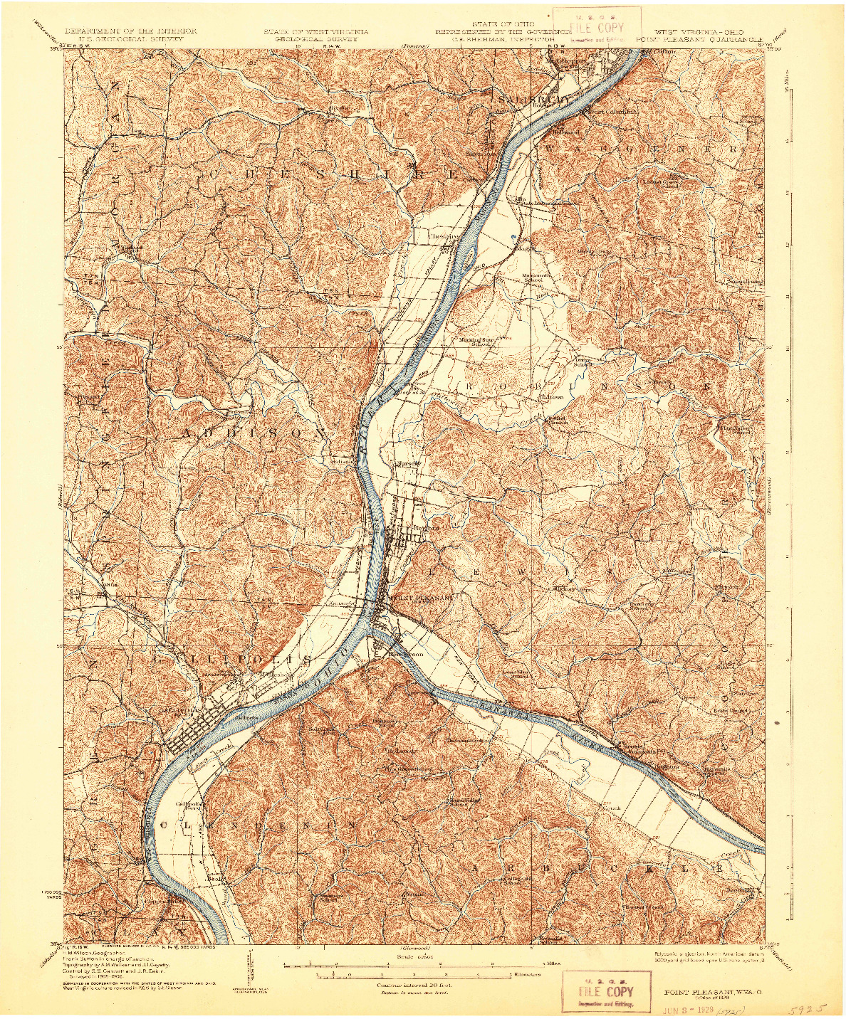 USGS 1:62500-SCALE QUADRANGLE FOR POINT PLEASANT, WV 1929