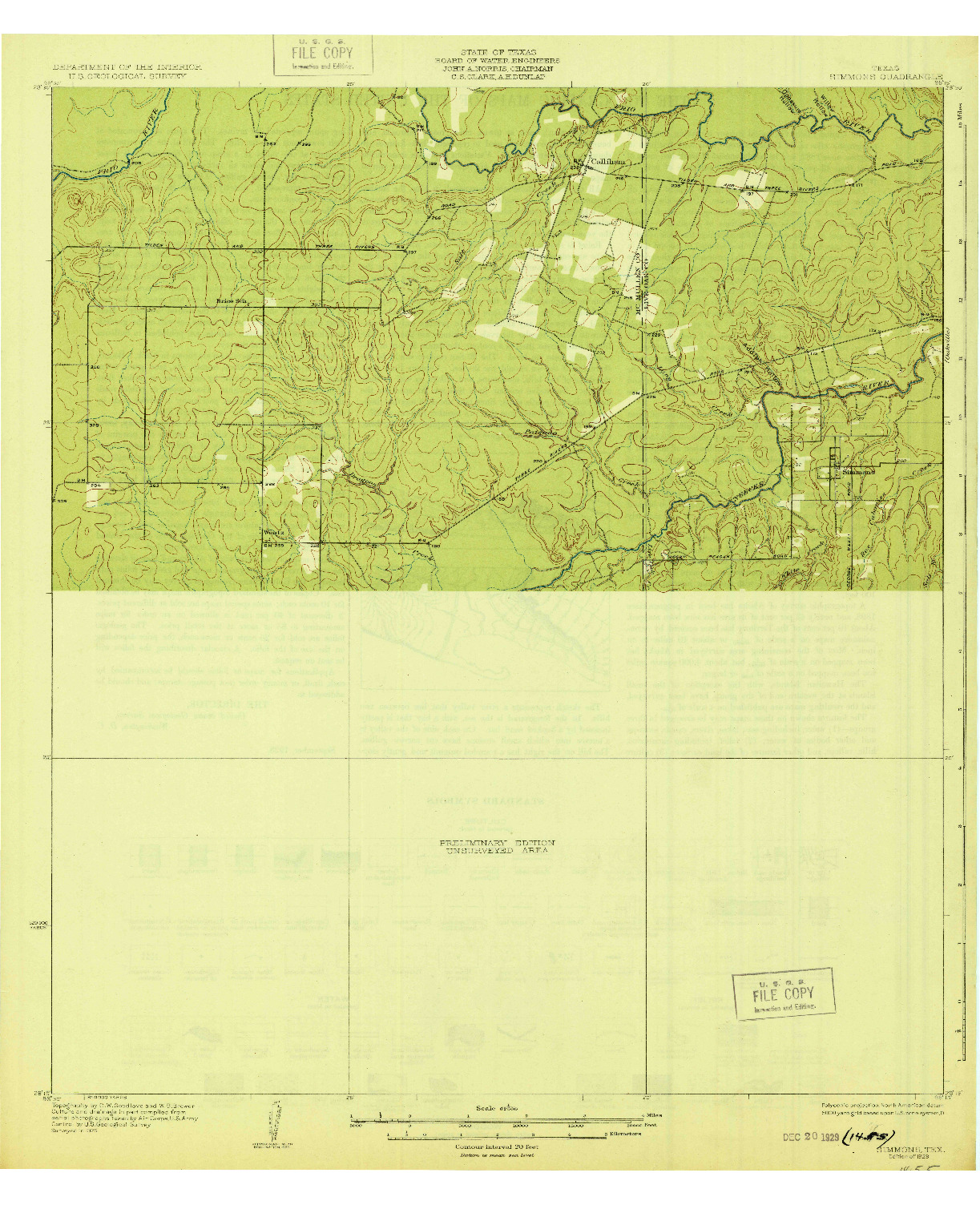 USGS 1:62500-SCALE QUADRANGLE FOR SIMMONS, TX 1929