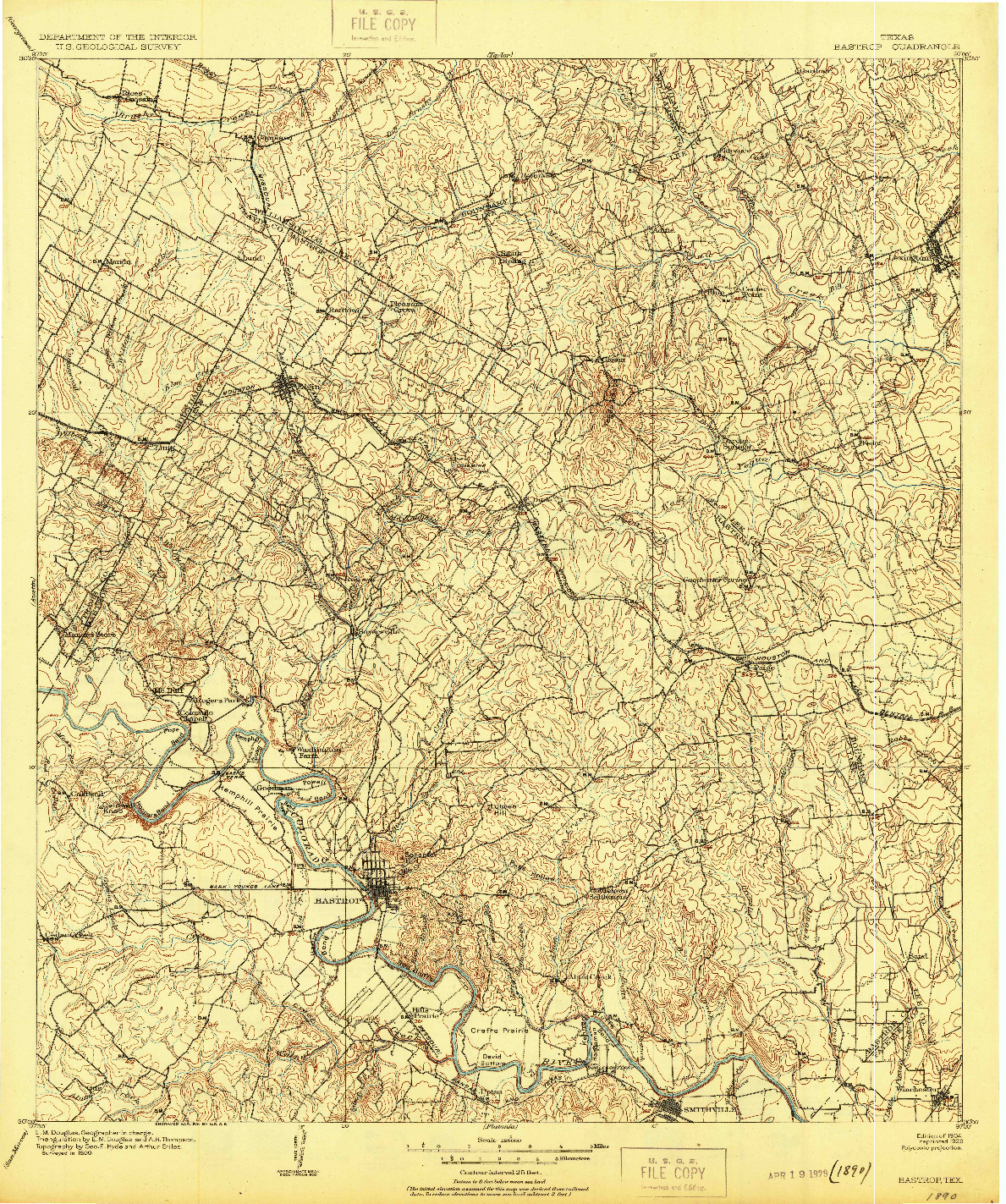USGS 1:125000-SCALE QUADRANGLE FOR BASTROP, TX 1904