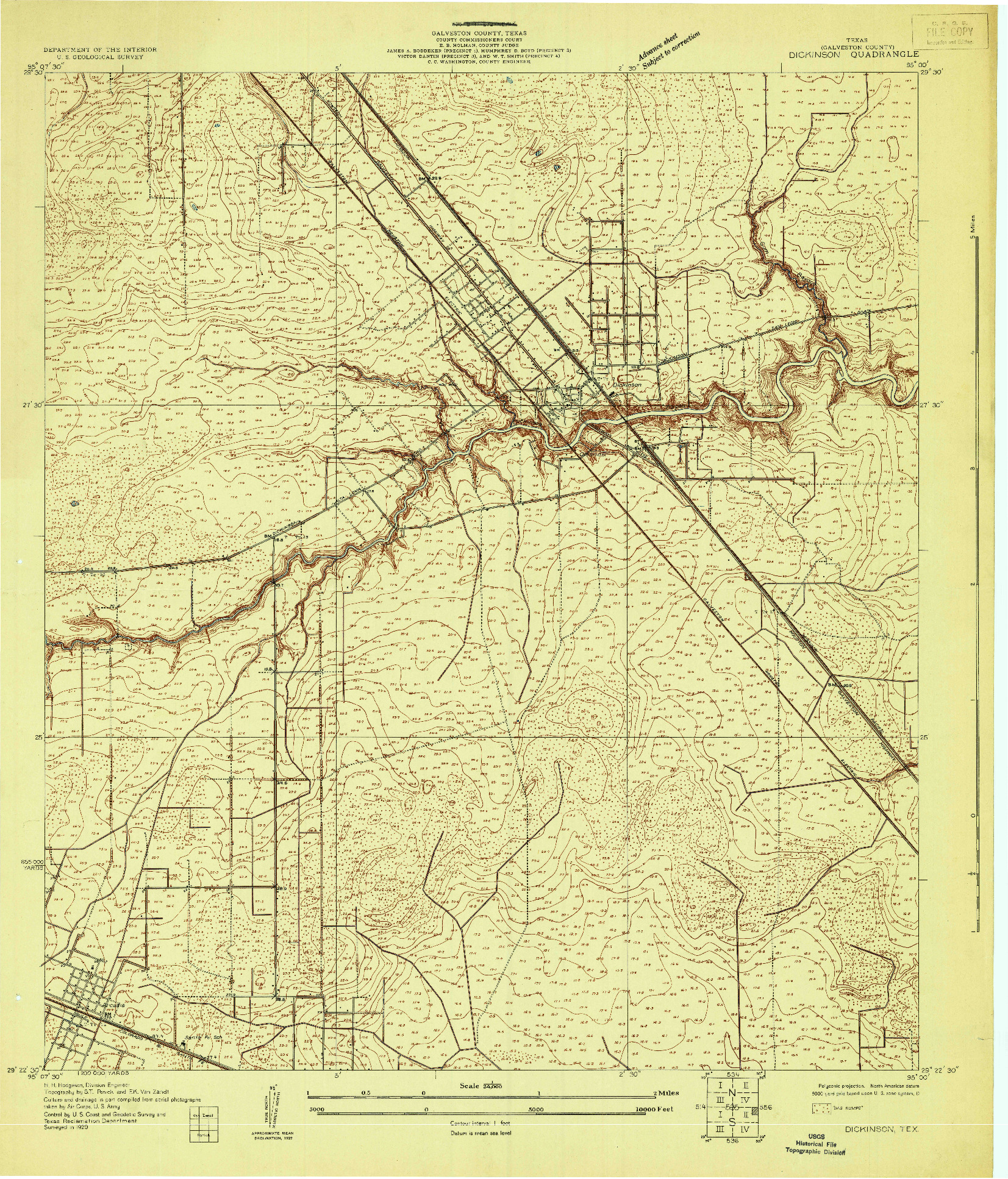 USGS 1:24000-SCALE QUADRANGLE FOR DICKINSON, TX 1929