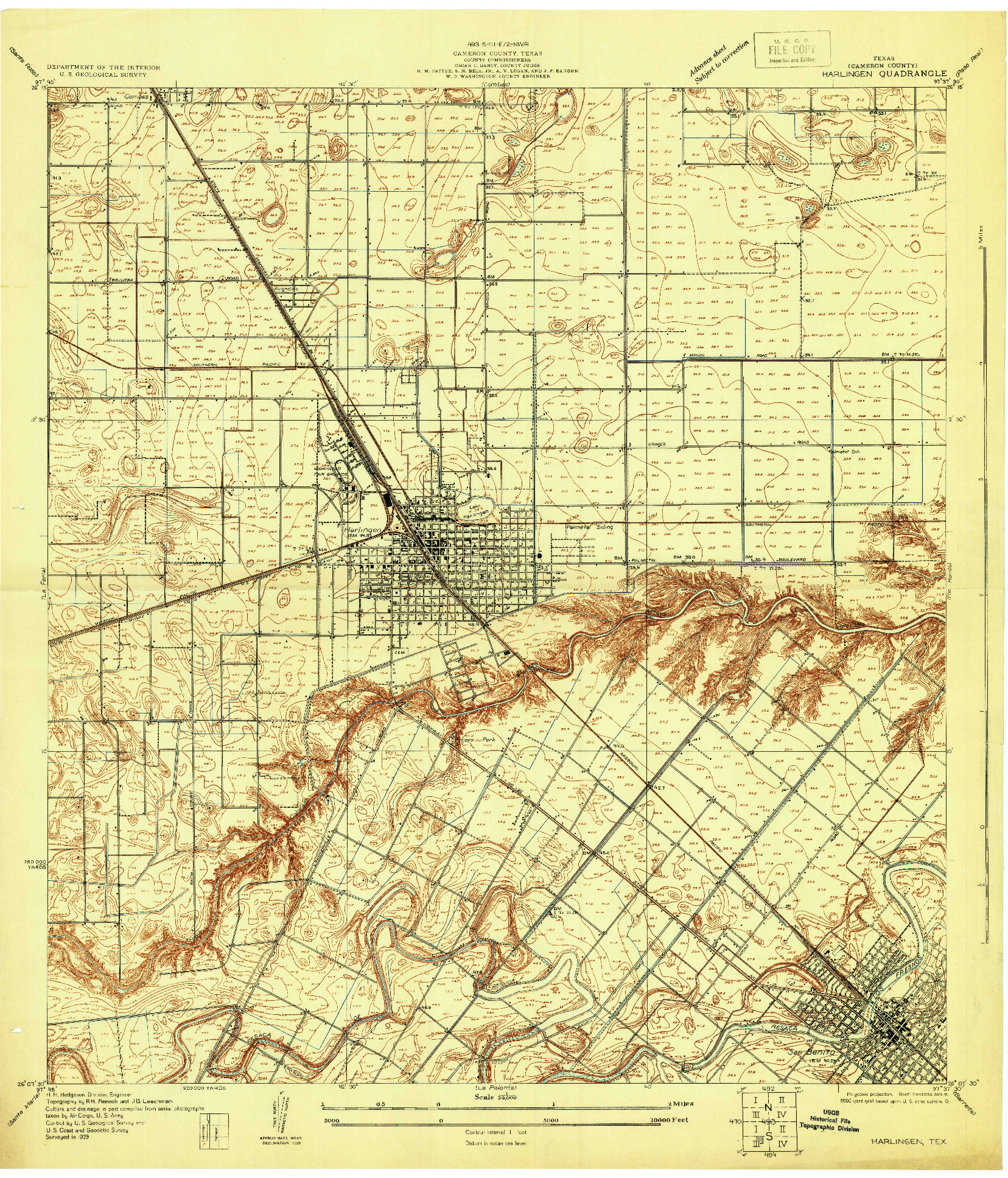 USGS 1:24000-SCALE QUADRANGLE FOR HARLINGEN, TX 1929