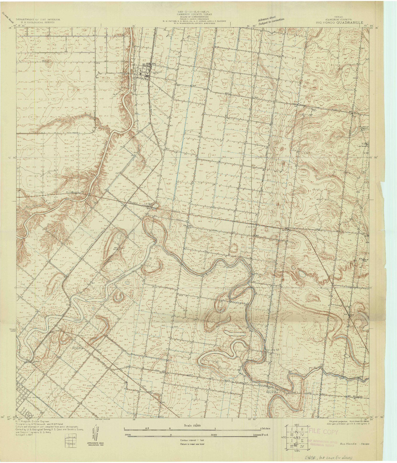 USGS 1:24000-SCALE QUADRANGLE FOR RIO HONDO, TX 1929