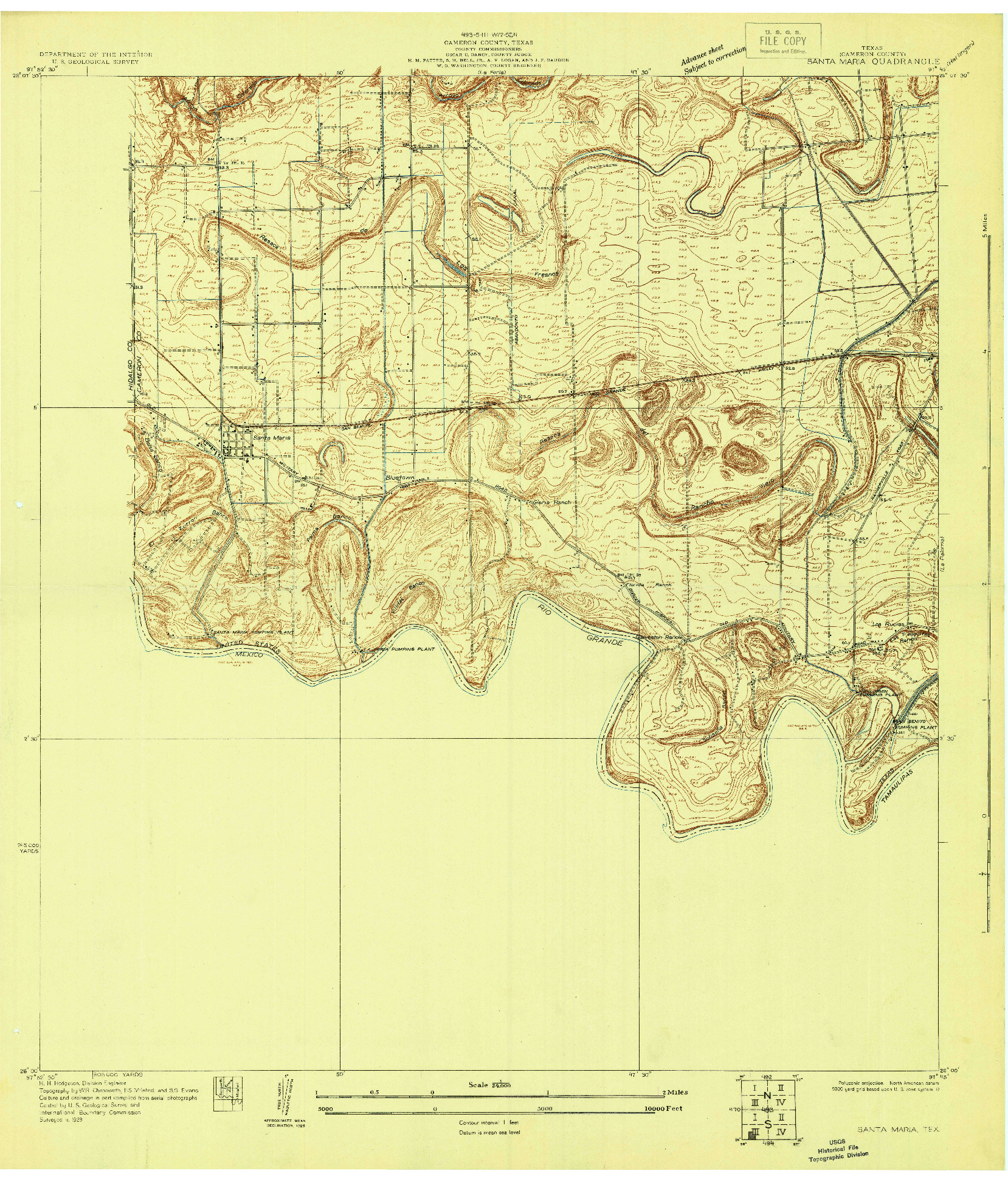USGS 1:24000-SCALE QUADRANGLE FOR SANTA MARIA, TX 1929