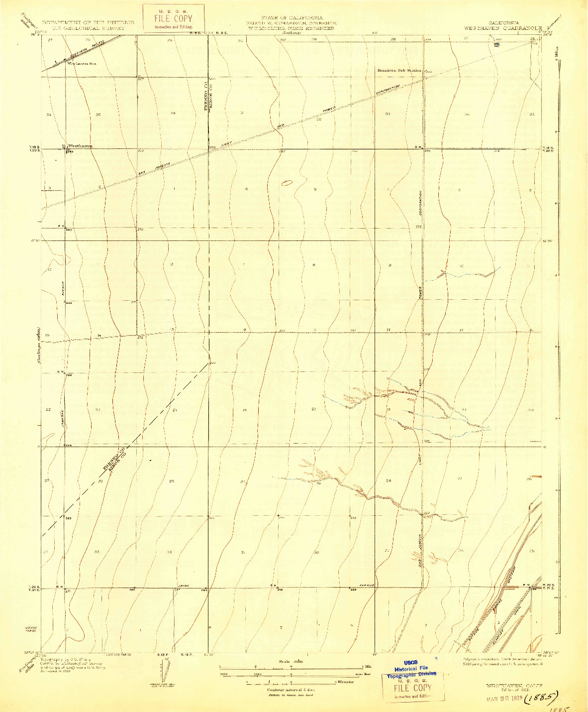 USGS 1:31680-SCALE QUADRANGLE FOR WESTHAVEN, CA 1929