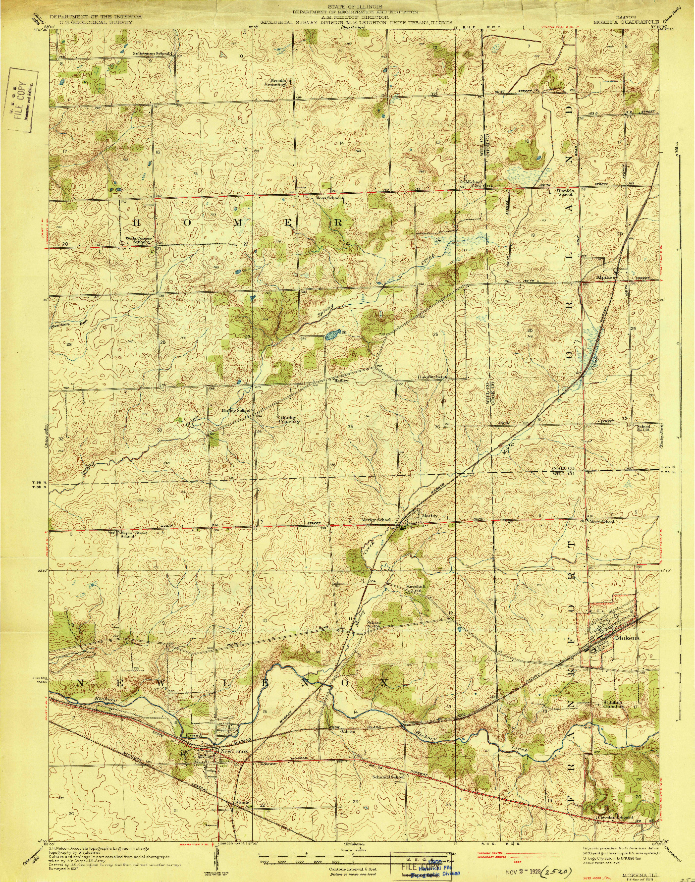 USGS 1:24000-SCALE QUADRANGLE FOR MOKENA, IL 1929