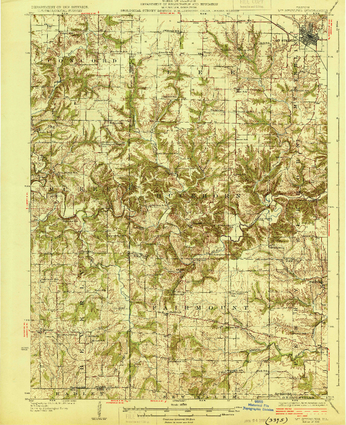 USGS 1:62500-SCALE QUADRANGLE FOR MT STERLING, IL 1929