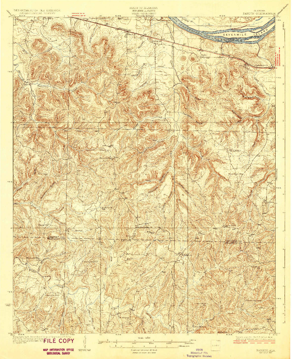 USGS 1:62500-SCALE QUADRANGLE FOR BARTON, AL 1929