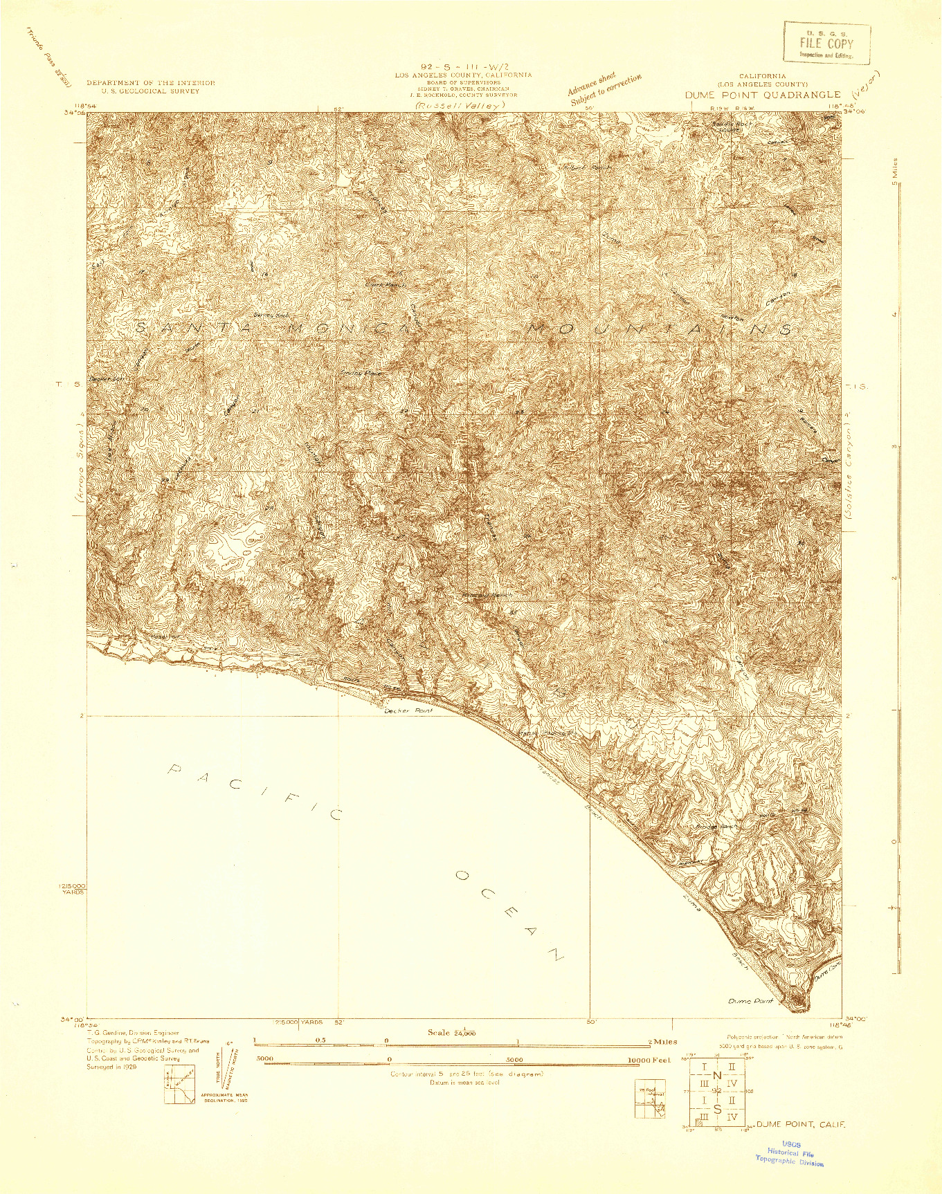 USGS 1:24000-SCALE QUADRANGLE FOR DUME POINT, CA 1929