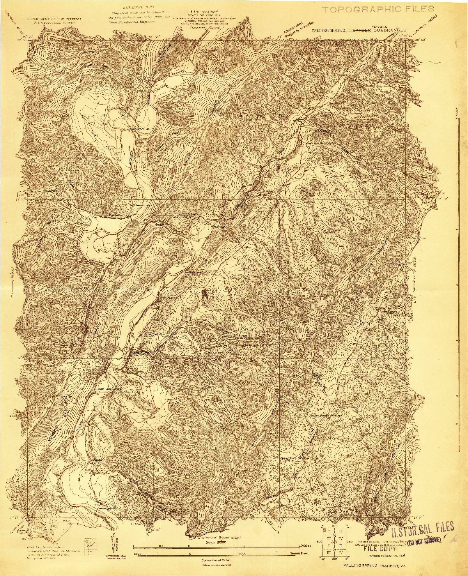 USGS 1:24000-SCALE QUADRANGLE FOR FALLING SPRING, VA 1929