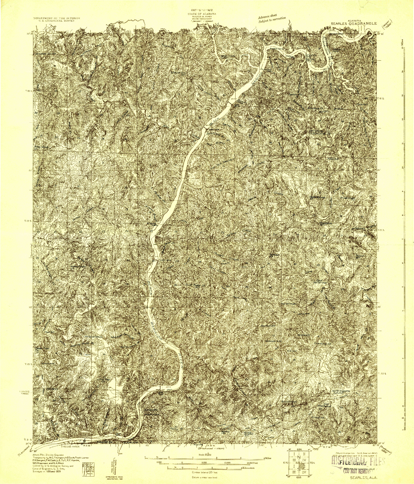 USGS 1:48000-SCALE QUADRANGLE FOR SEARLES, AL 1929