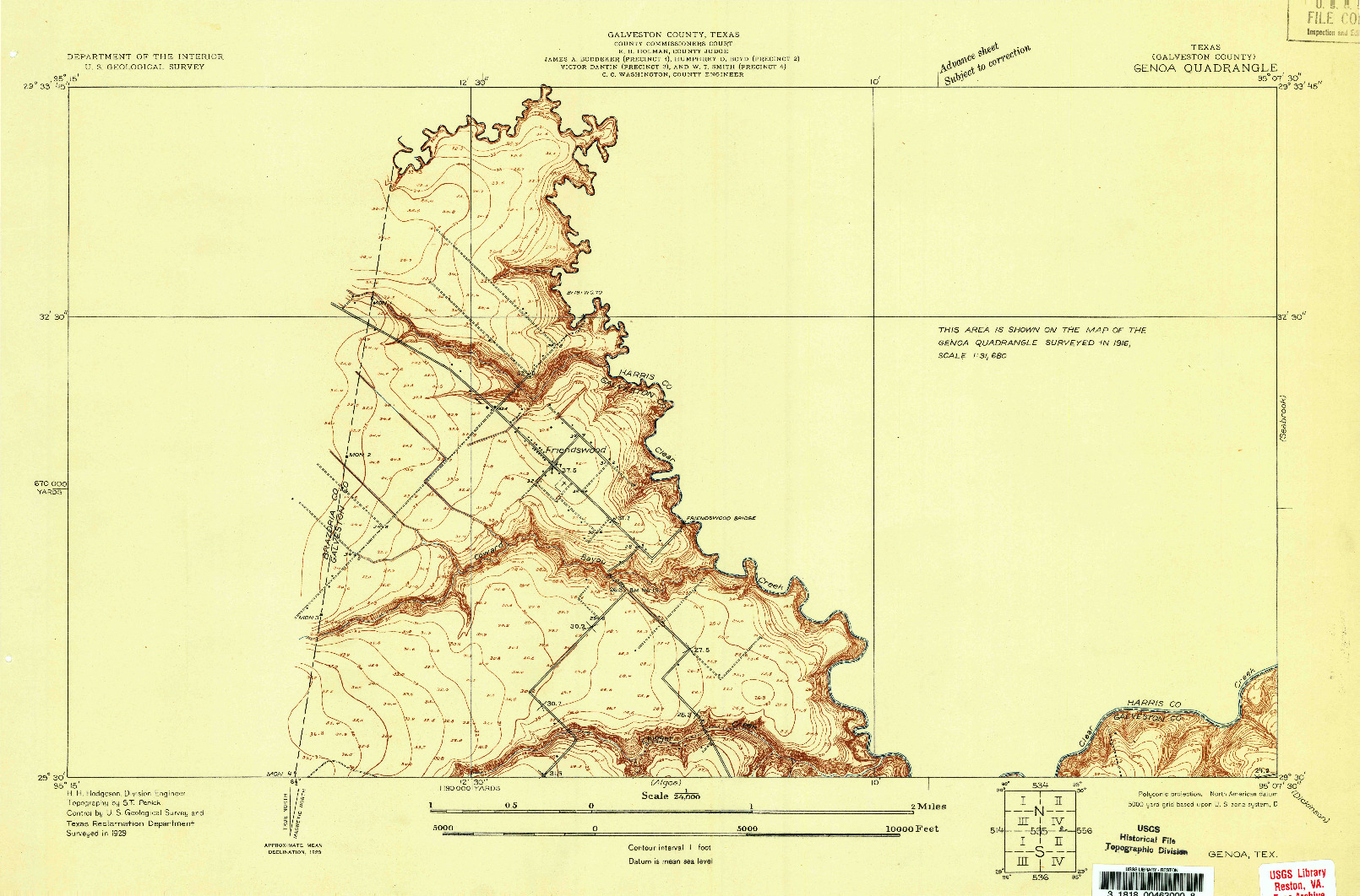 USGS 1:24000-SCALE QUADRANGLE FOR GENOA, TX 1929