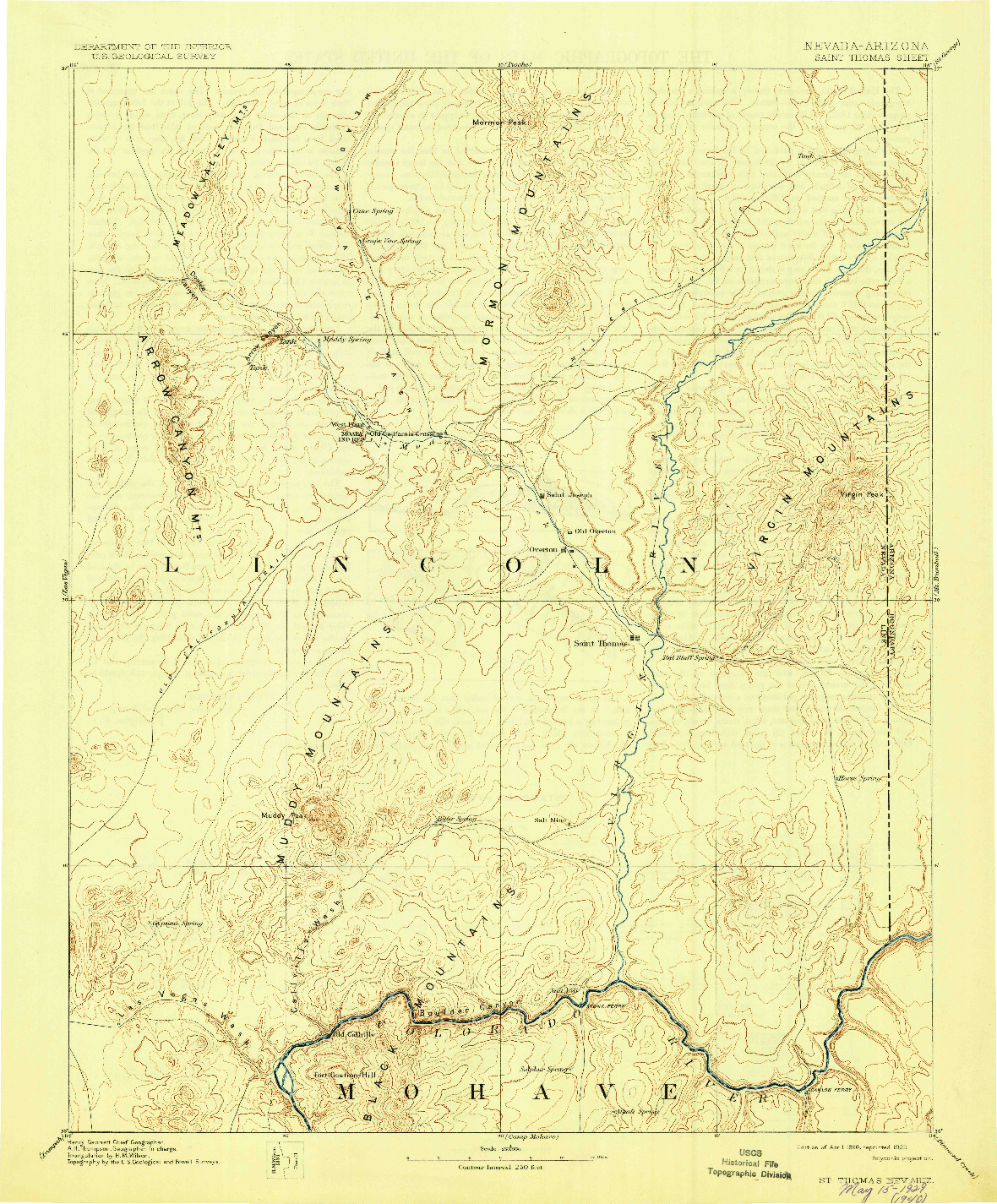 USGS 1:250000-SCALE QUADRANGLE FOR SAINT THOMAS, NV 1886