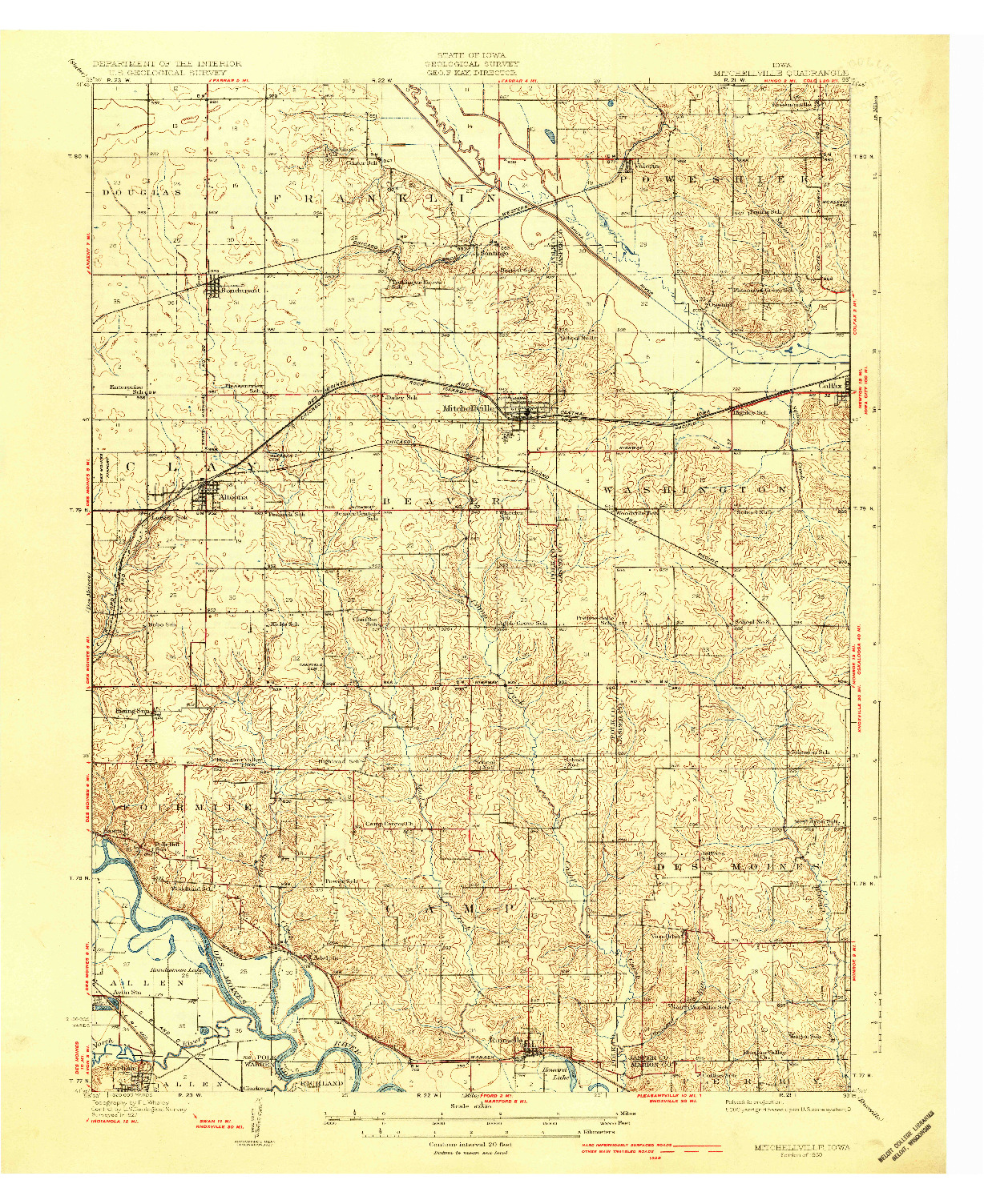 USGS 1:62500-SCALE QUADRANGLE FOR MITCHELLVILLE, IA 1930