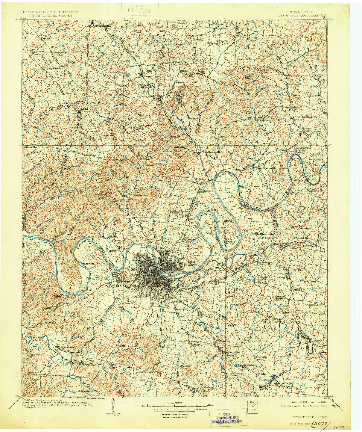 USGS 1:125000-SCALE QUADRANGLE FOR GREENBRIER, TN 1903