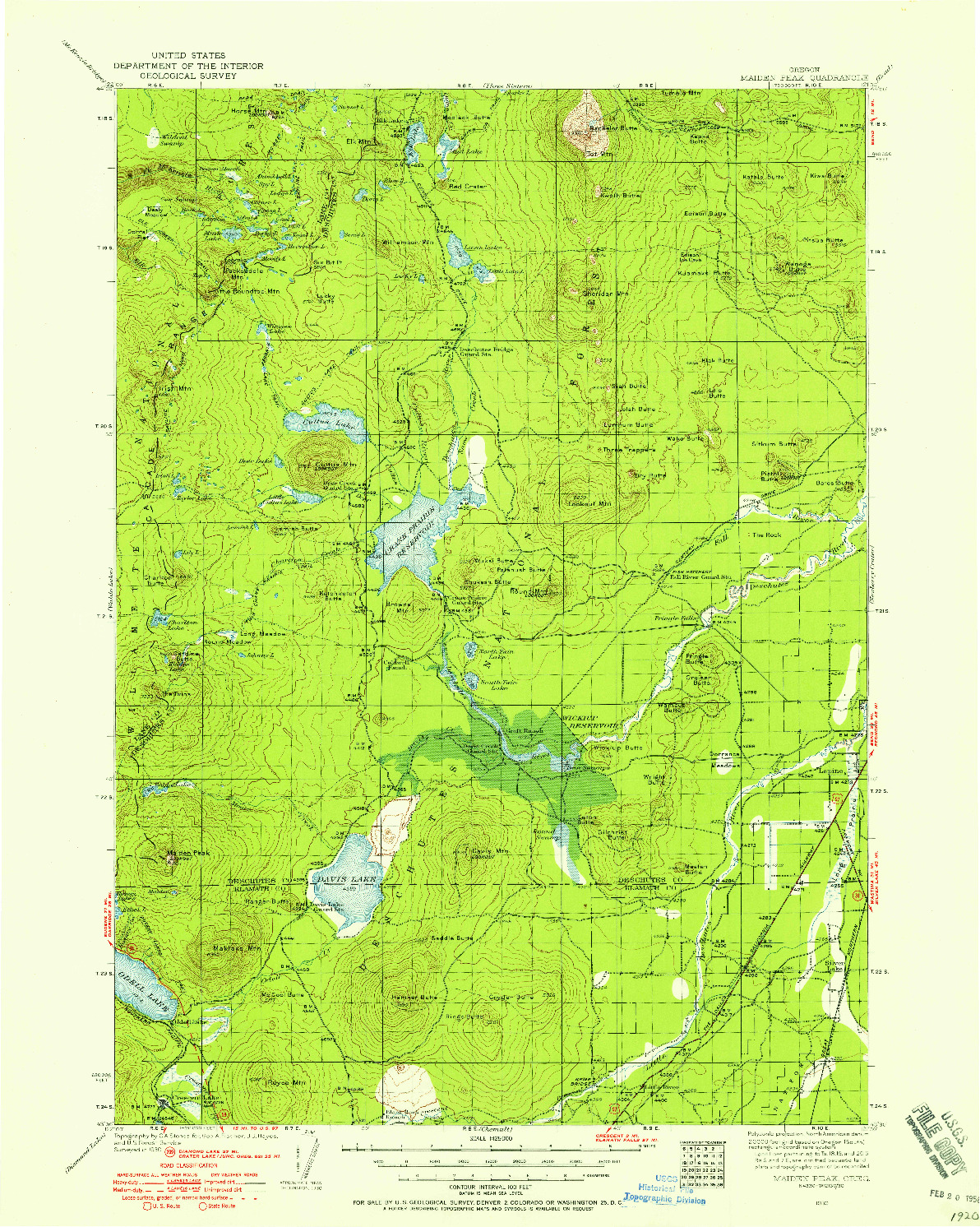 USGS 1:125000-SCALE QUADRANGLE FOR MAIDEN PEAK, OR 1930
