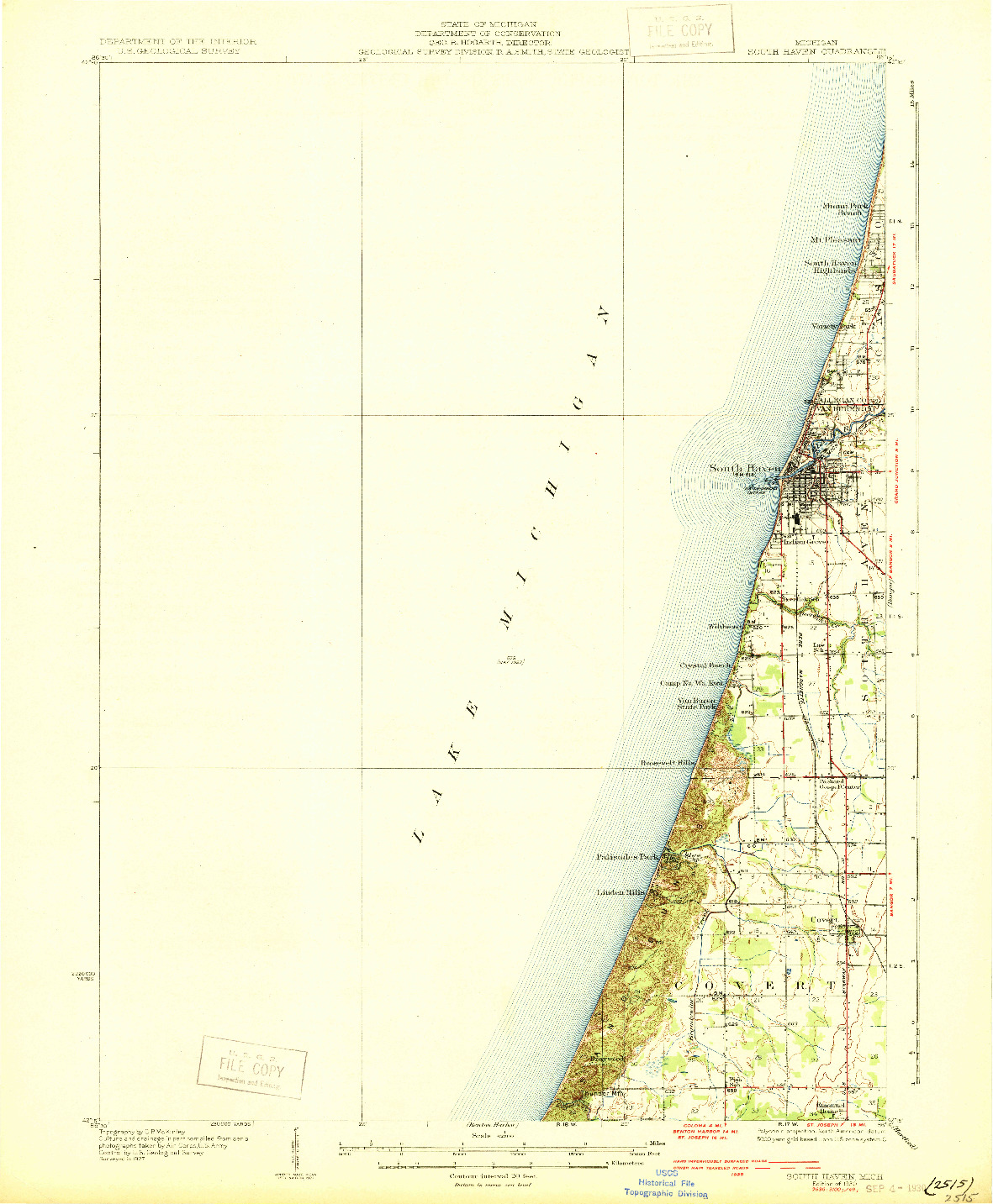 USGS 1:62500-SCALE QUADRANGLE FOR SOUTH HAVEN, MI 1930