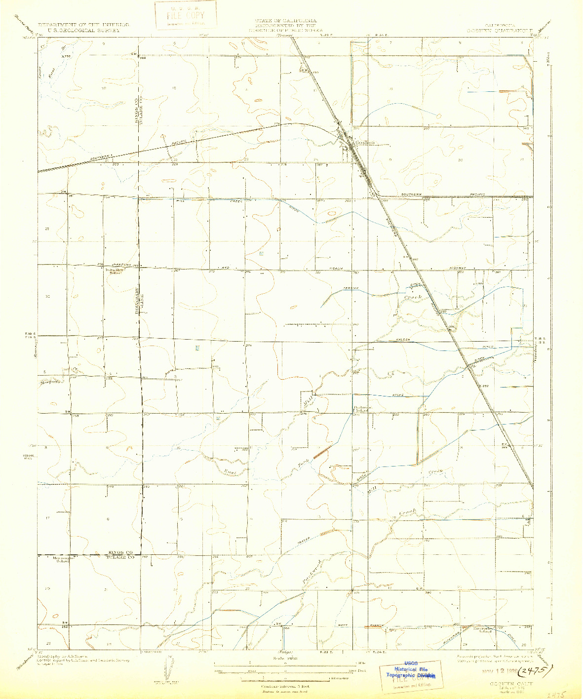 USGS 1:31680-SCALE QUADRANGLE FOR GOSHEN, CA 1926