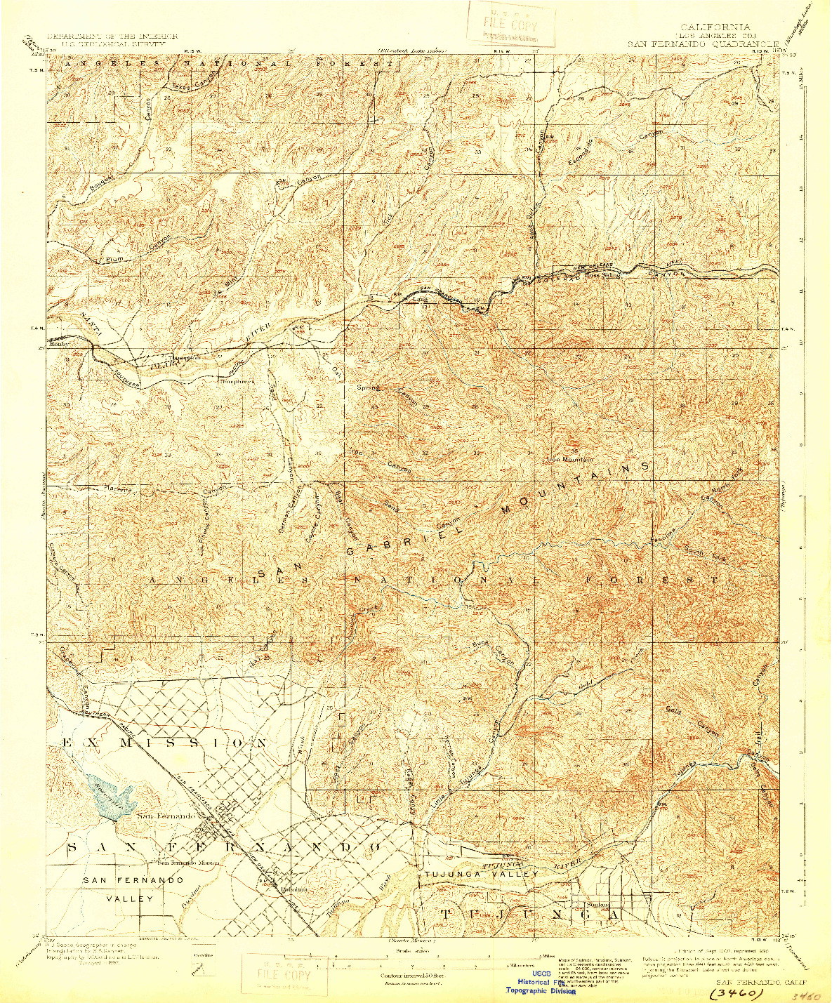 USGS 1:62500-SCALE QUADRANGLE FOR SAN FERNANDO, CA 1900