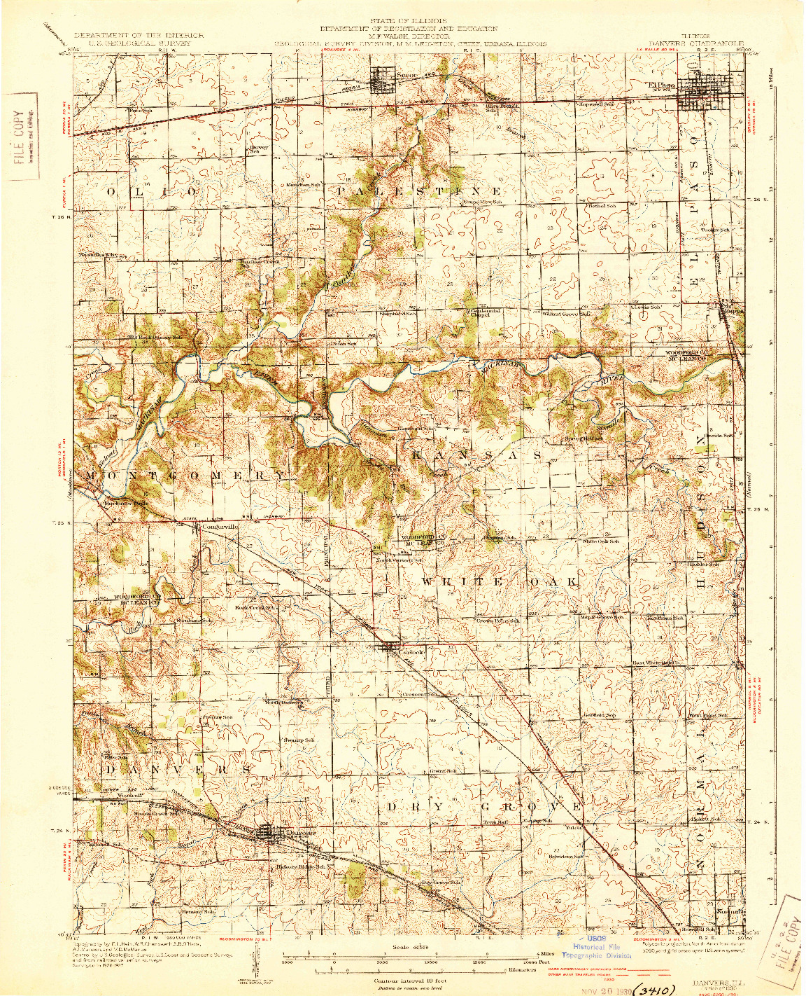 USGS 1:62500-SCALE QUADRANGLE FOR DANVERS, IL 1930