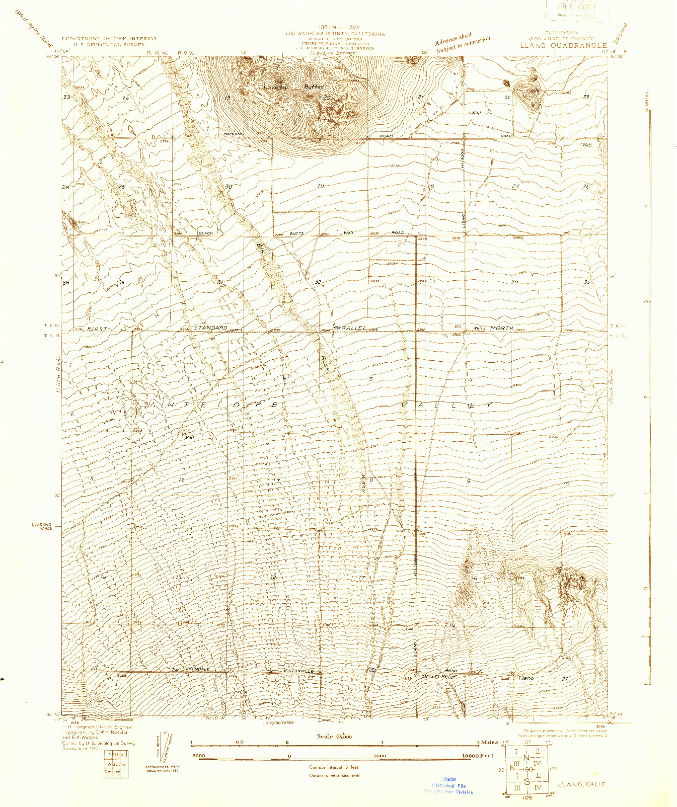 USGS 1:24000-SCALE QUADRANGLE FOR LLANO, CA 1930