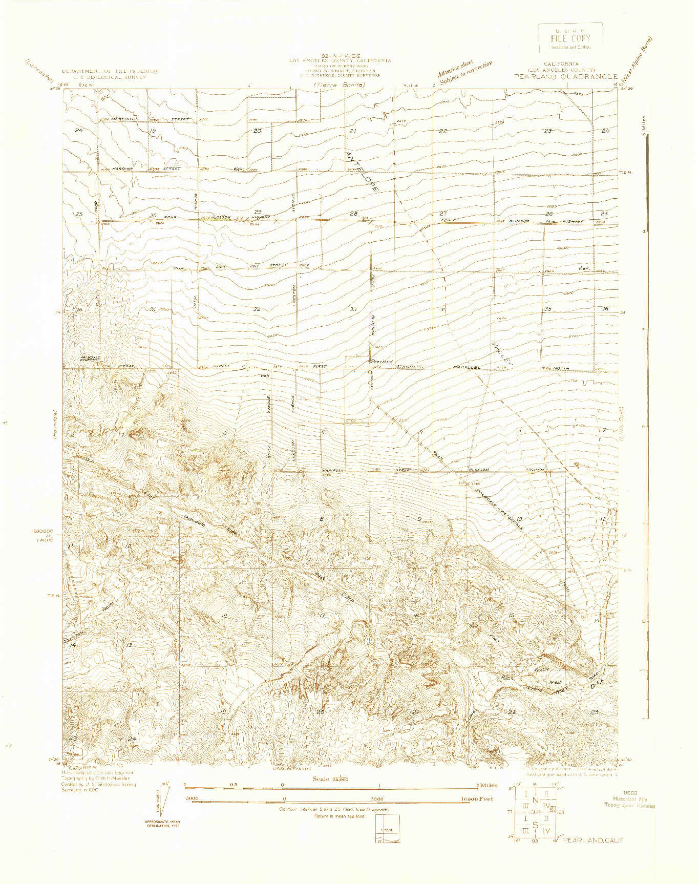 USGS 1:24000-SCALE QUADRANGLE FOR PEARLAND, CA 1930