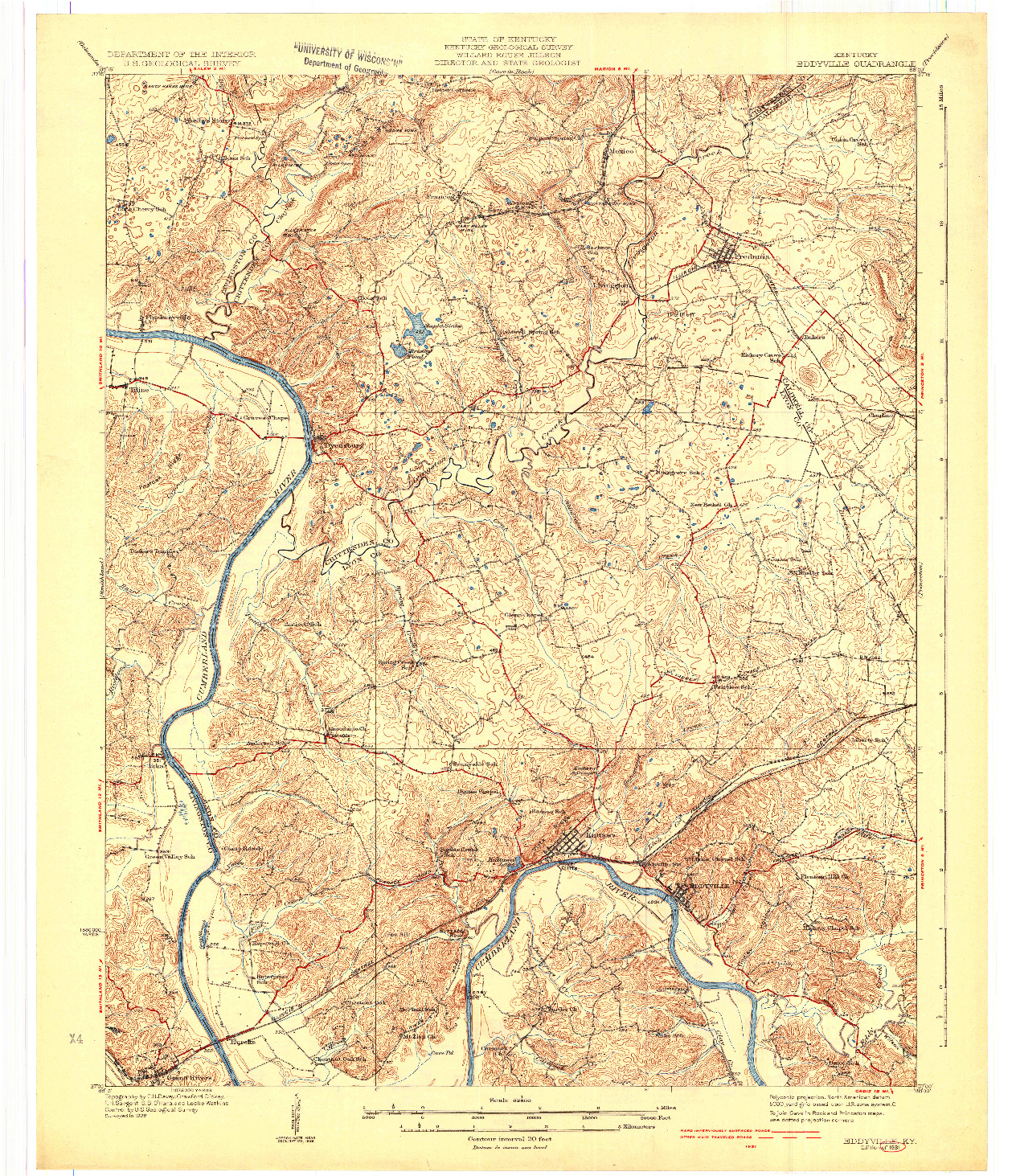 USGS 1:62500-SCALE QUADRANGLE FOR EDDYVILLE, KY 1931