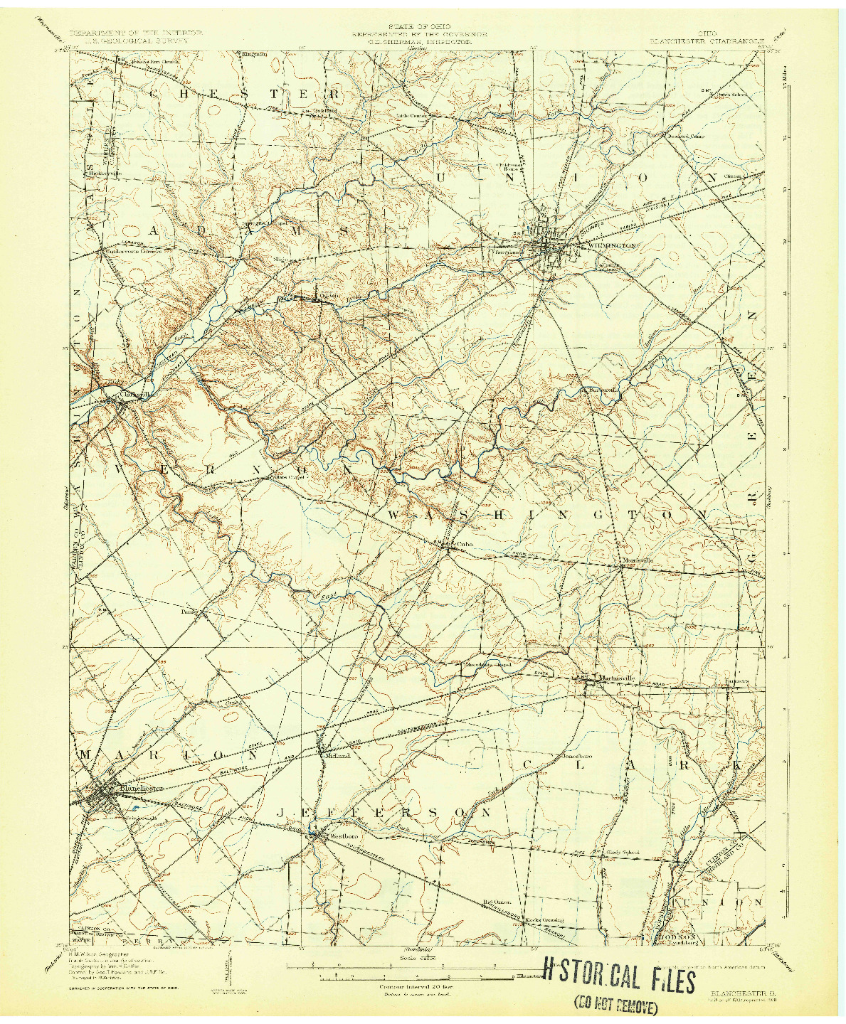 USGS 1:62500-SCALE QUADRANGLE FOR BLANCHESTER, OH 1907