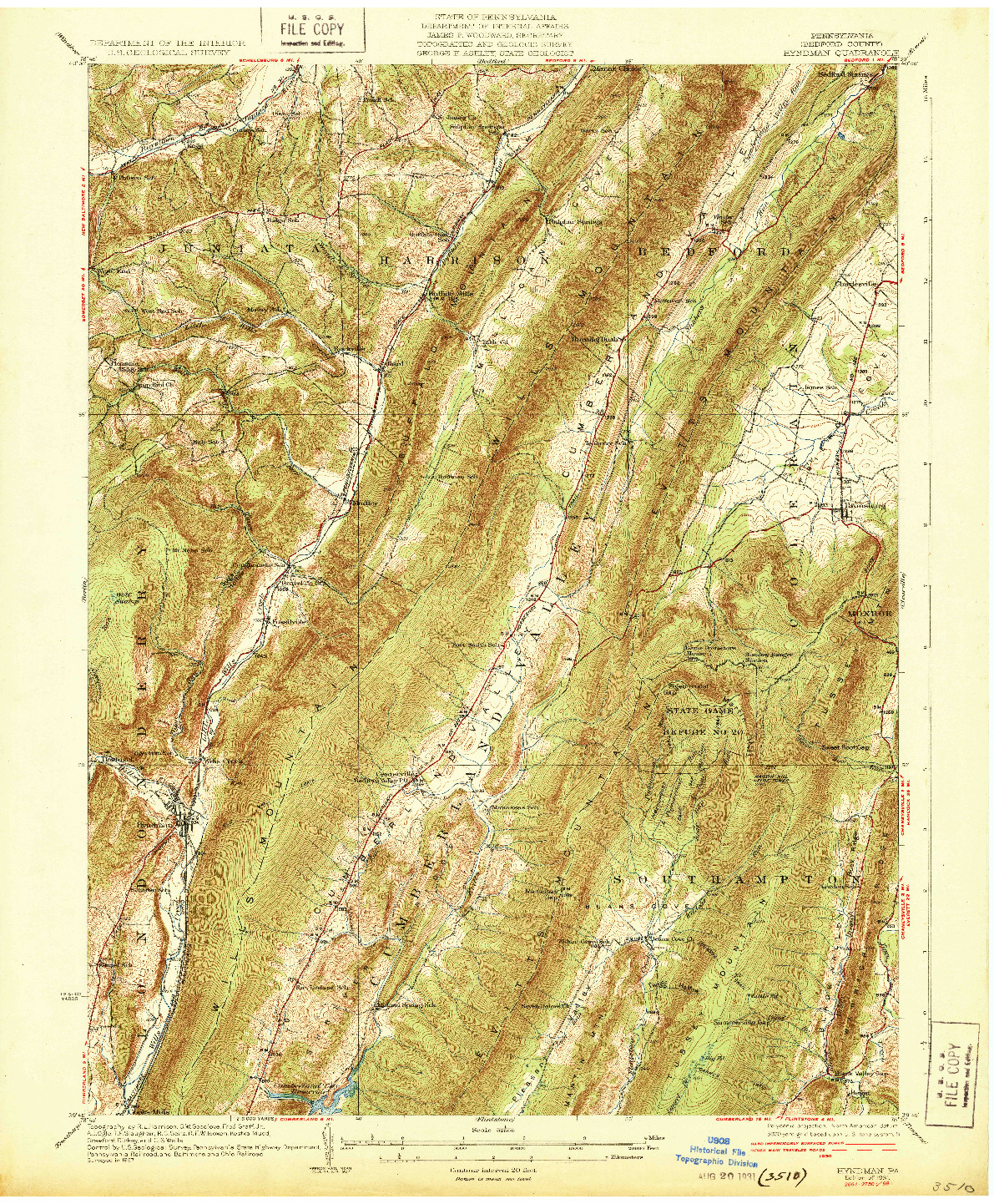 USGS 1:62500-SCALE QUADRANGLE FOR HYNDMAN, PA 1931