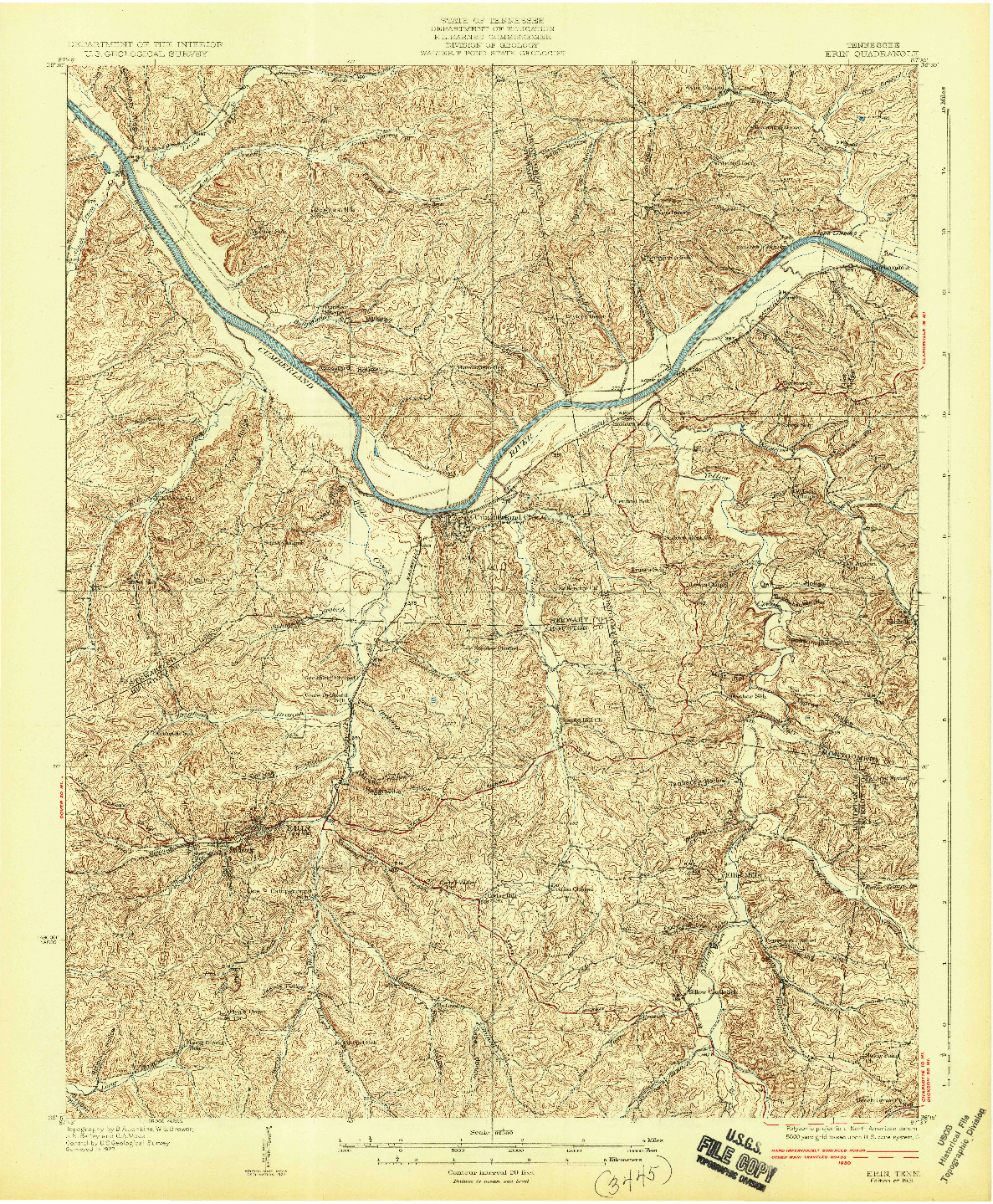 USGS 1:62500-SCALE QUADRANGLE FOR ERIN, TN 1931